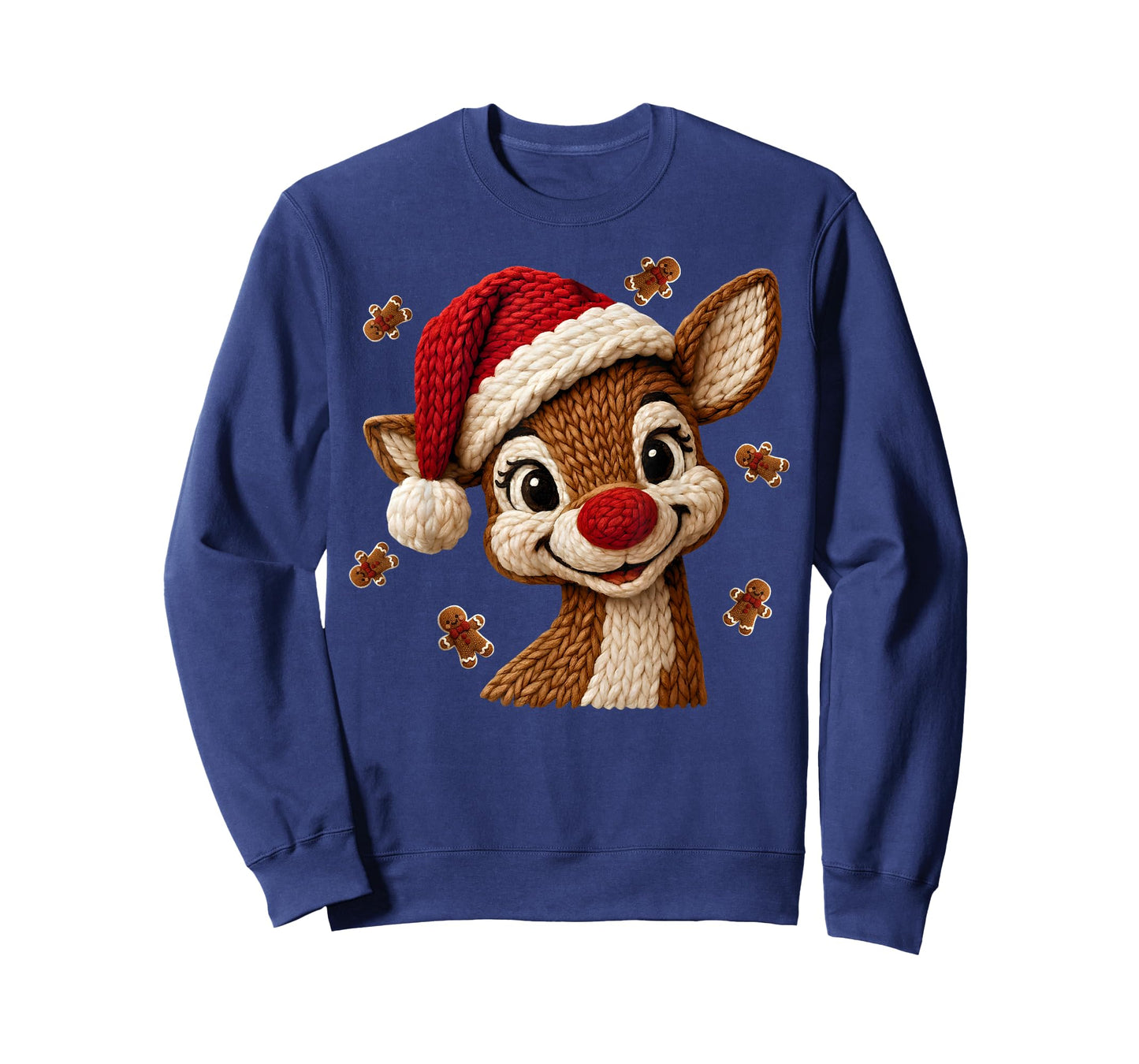 Cute Reindeer Rudolph Crochet Christmas Xmas Pajamas Holiday T-Shirt
