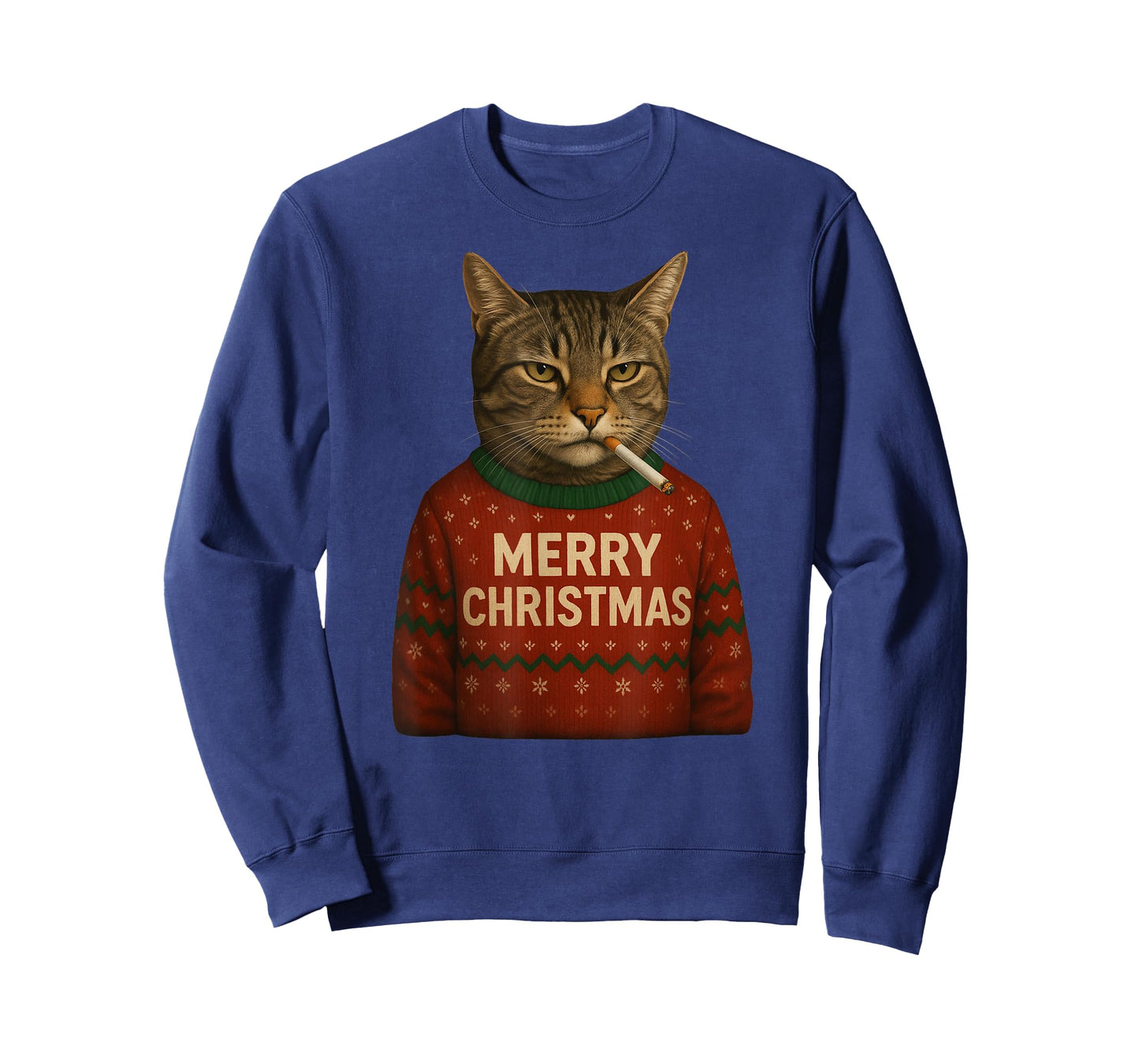 Funny Christmas Smoking Cat Merry Christamas T-Shirt