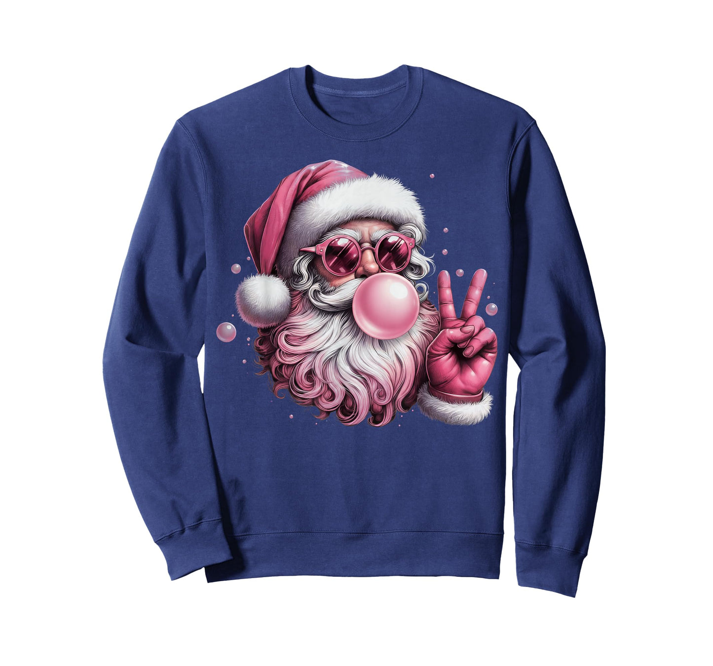 Retro Santa Blowing Bubble Gum Christmas Vintage Sunglasses T-Shirt