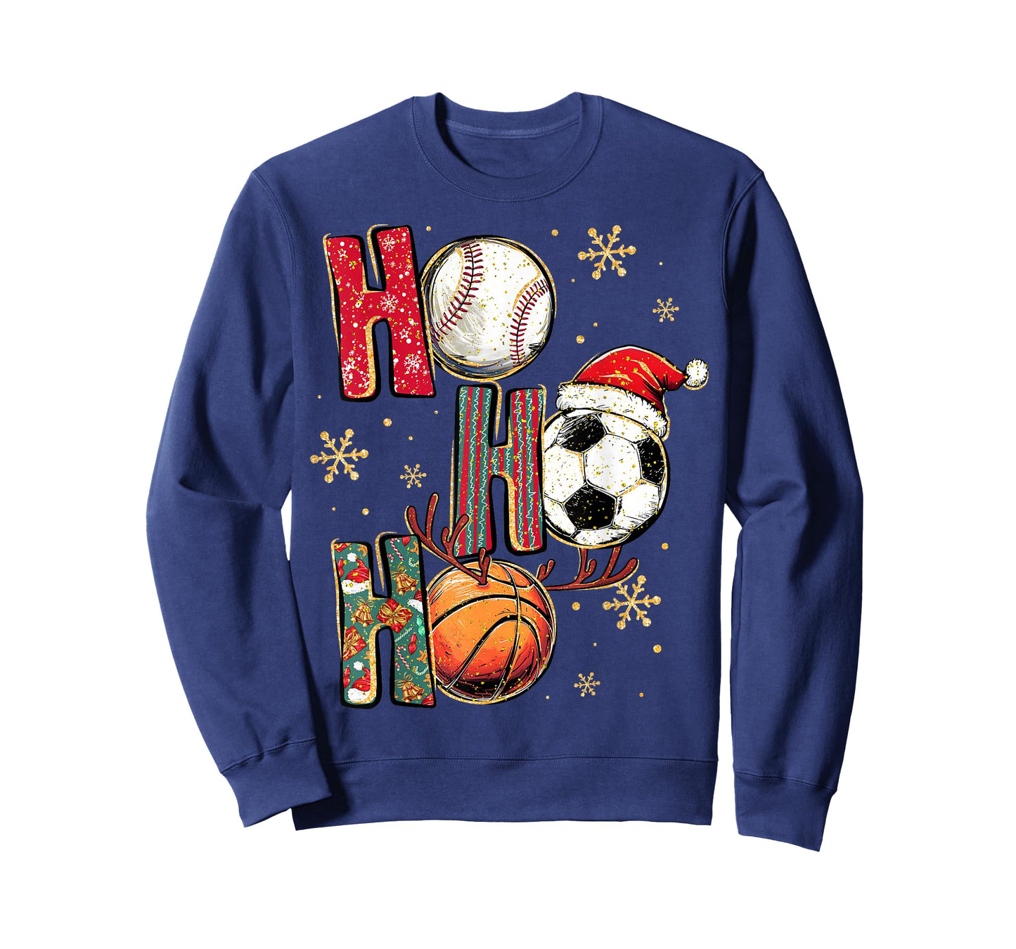 Ho Ho Ho Sports Christmas Baseball Soccer Basketball T-Shirt