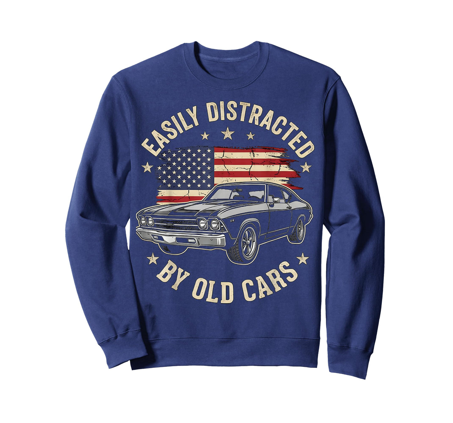 Easily Distracted by Old Cars Funny Classic Car Guy Vintage T-Shirt