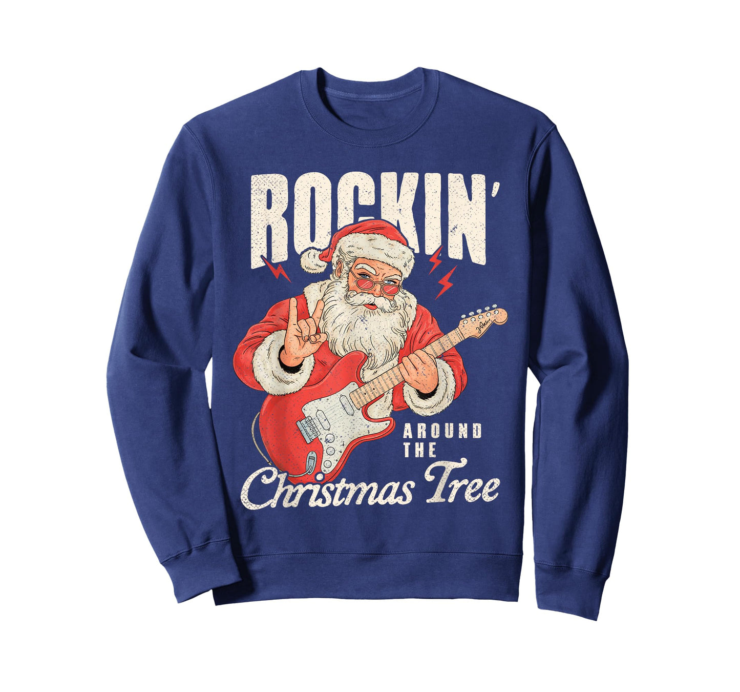 Rockin Santa Electric Guitar Christmas Music Retro Holiday T-Shirt
