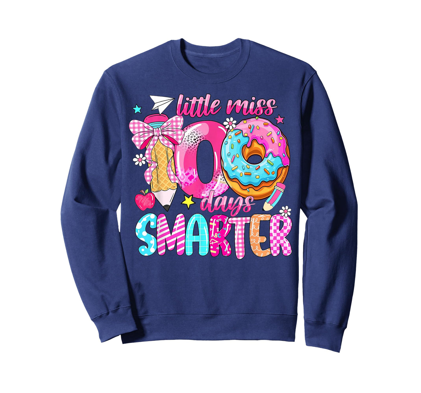 Little Miss 100 Days Smarter Donut 100 Days of School Girl T-Shirt
