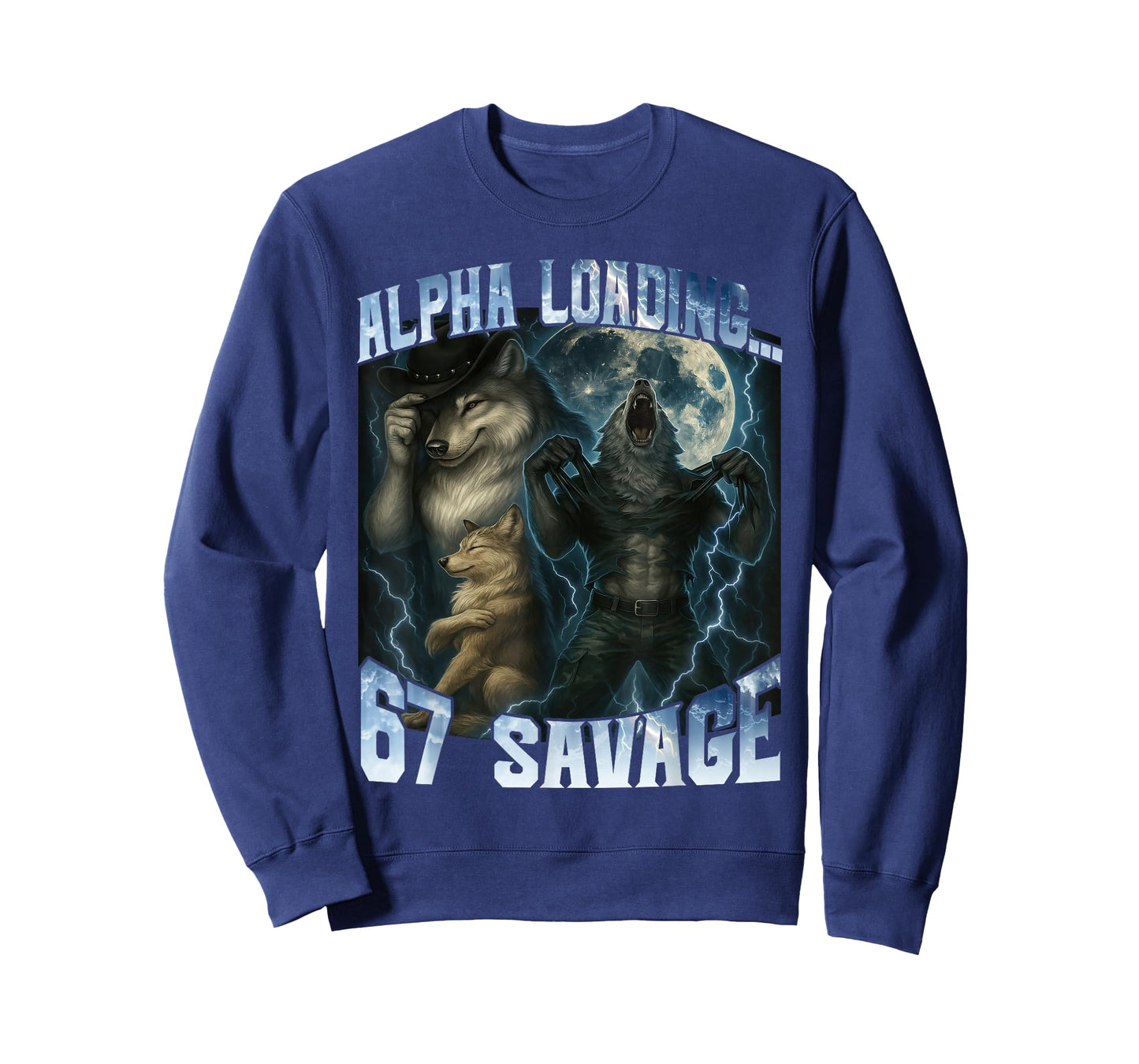 Alpha Wolf Loading 67 Percent Savage Funny Wolves Gen Z Meme T-Shirt