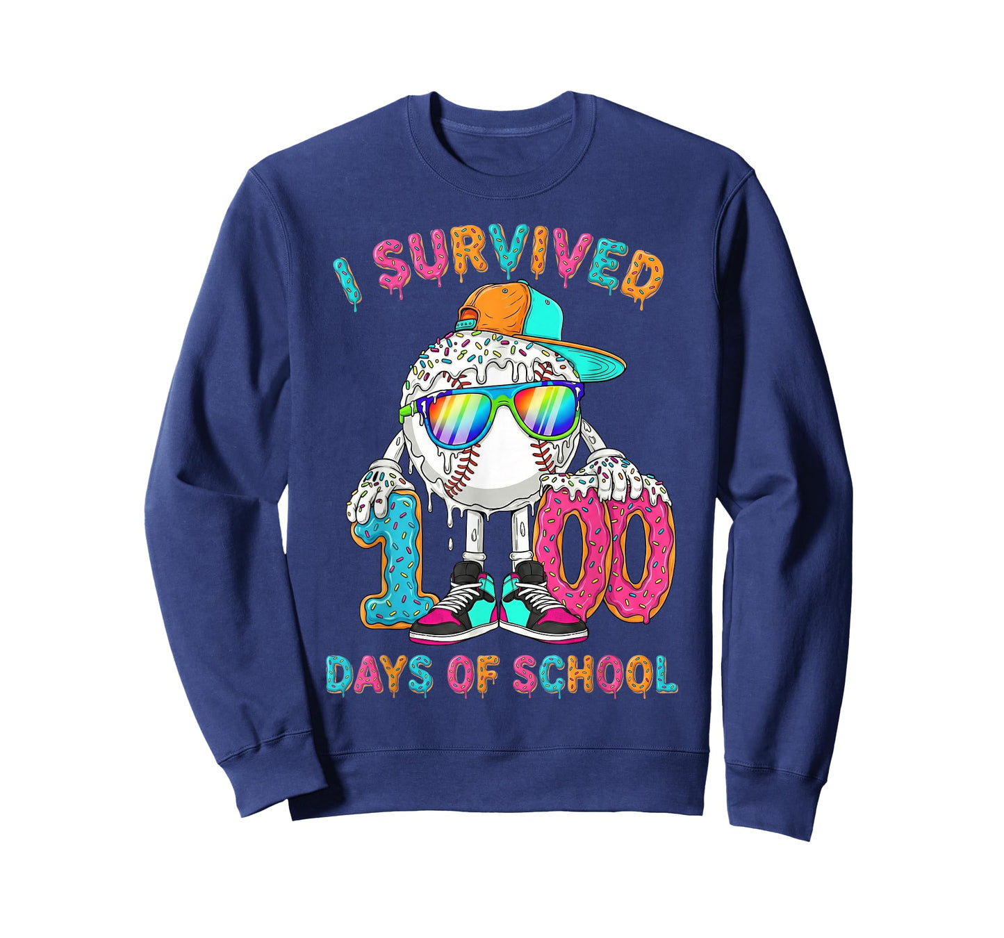 I Survived 100 Days of School Baseball 6 7 Ice Cream T-Shirt
