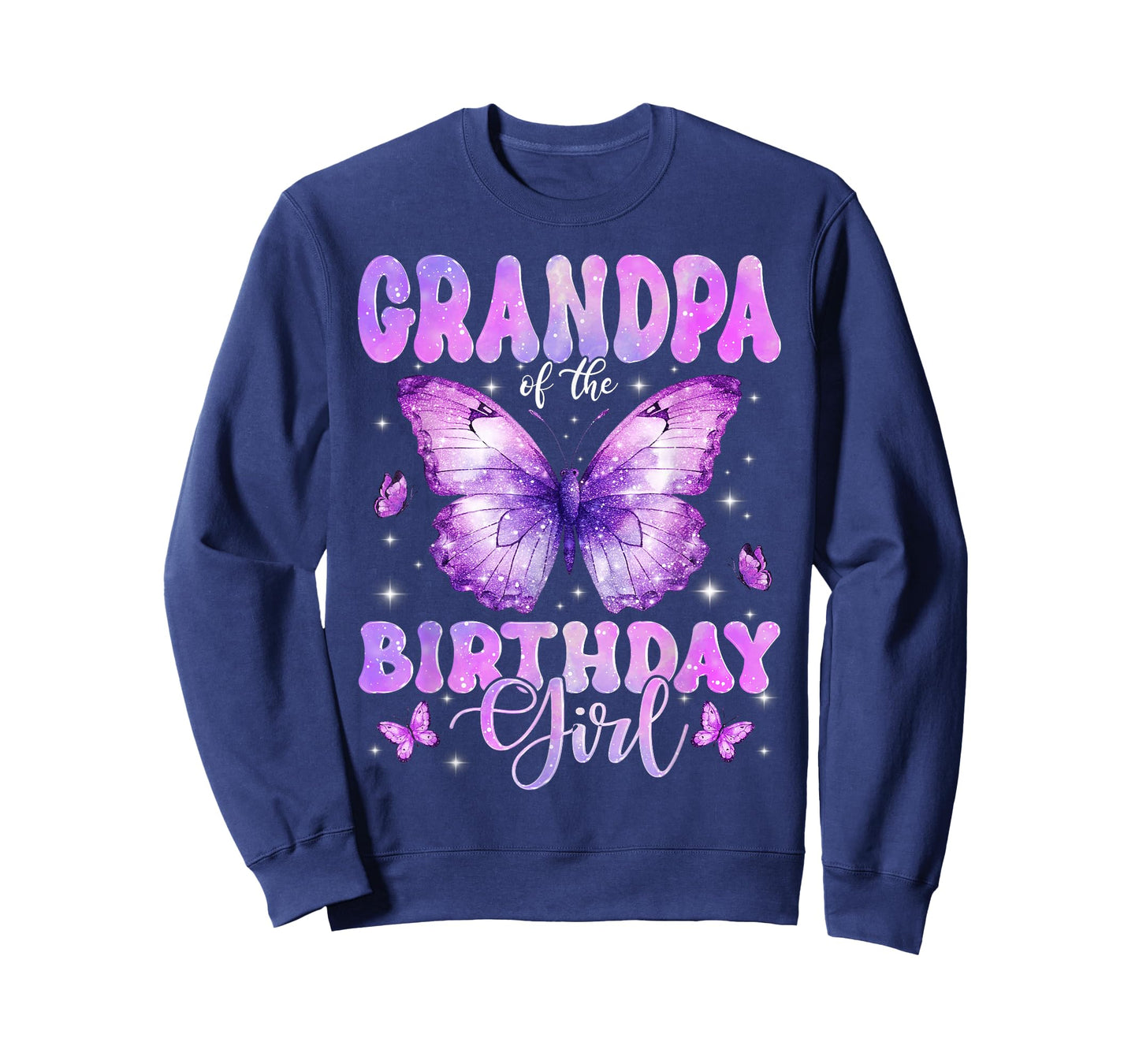 Grandpa of The Birthday Girl Butterfly Funny Family T-Shirt