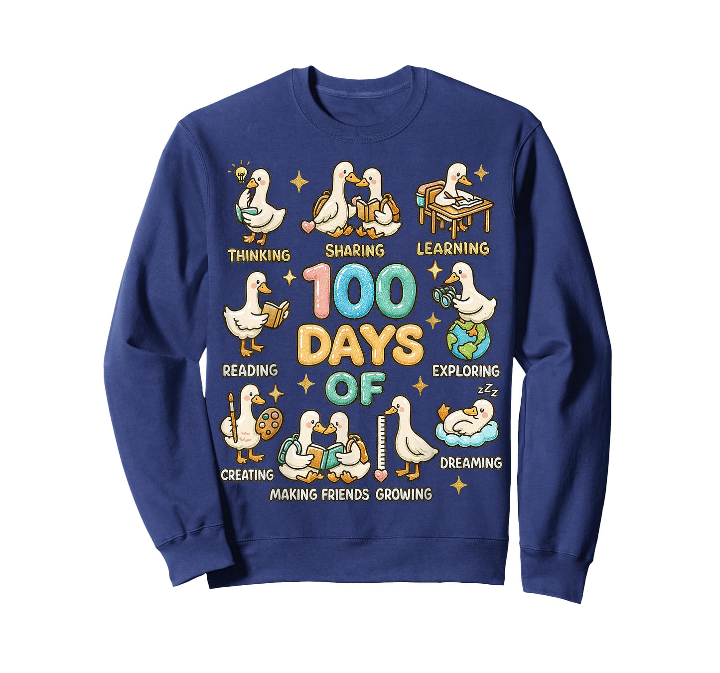 Cute 100 Days of School Goose Teacher Classroom Humor T-Shirt