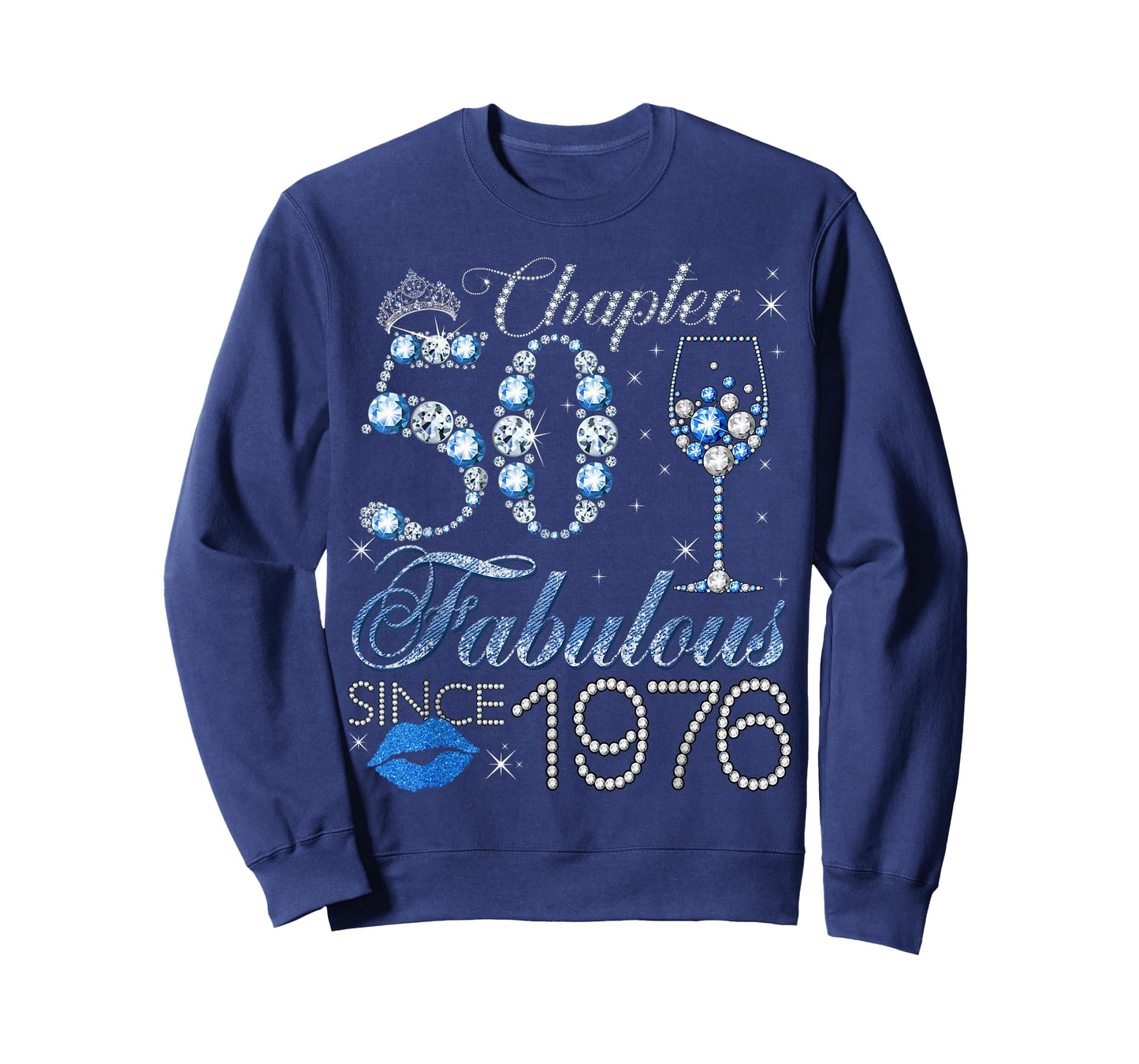 Chapter 50 50th Birthday Crown Wine Glass Denim and Diamonds T-Shirt