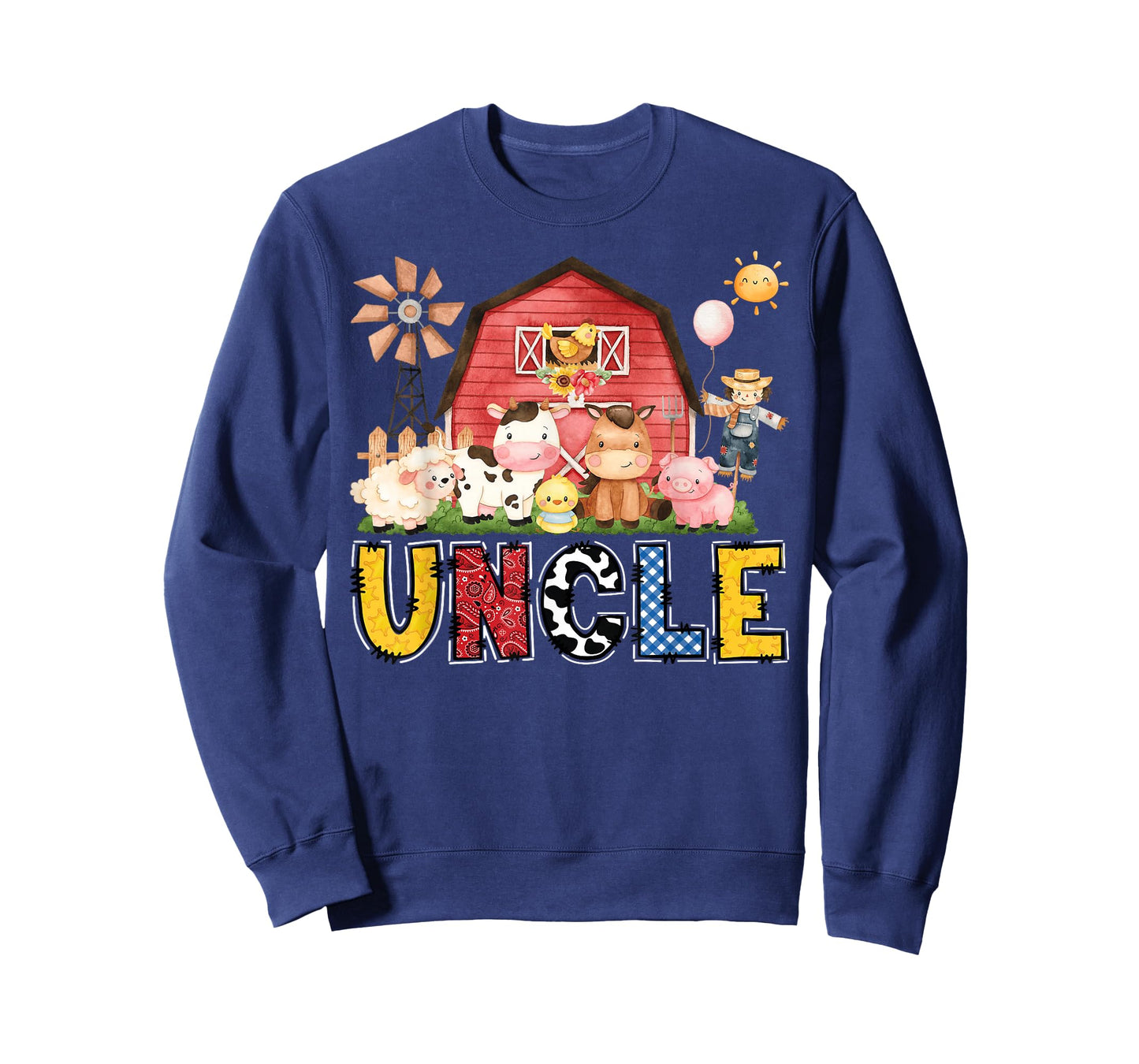 Uncle Farm Cow Birthday Boy Matching Family Party T-Shirt