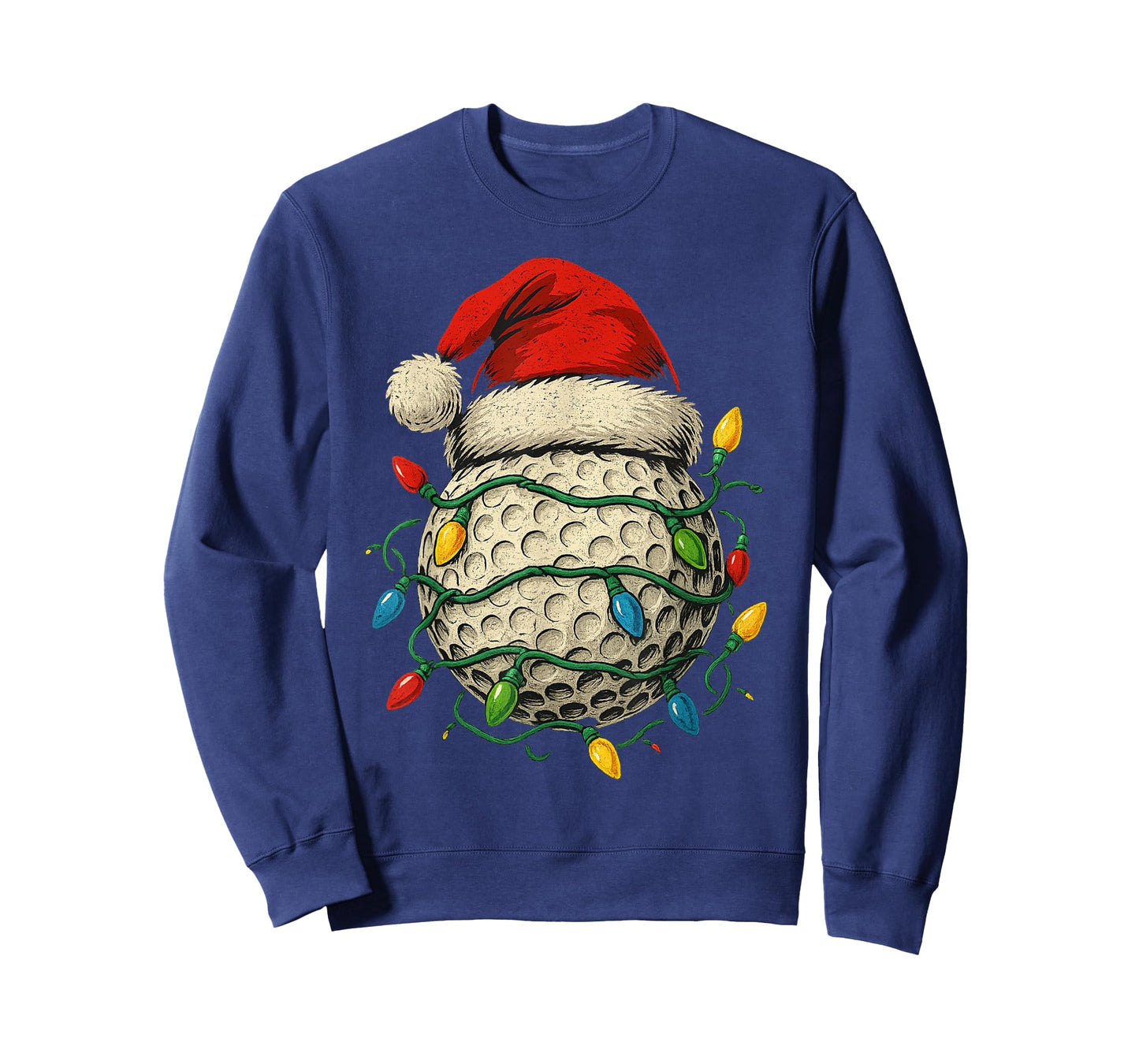 Golf Ball Santa Hat Christmas Golfing Xmas Lights T-Shirt