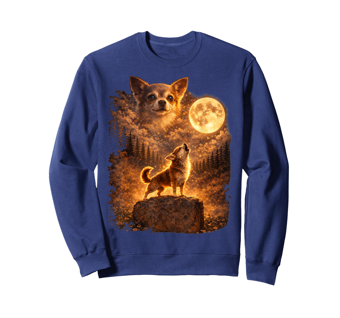 Chihuahua Howling to The Moon Funny Vintage Chihuahua Dog T-Shirt