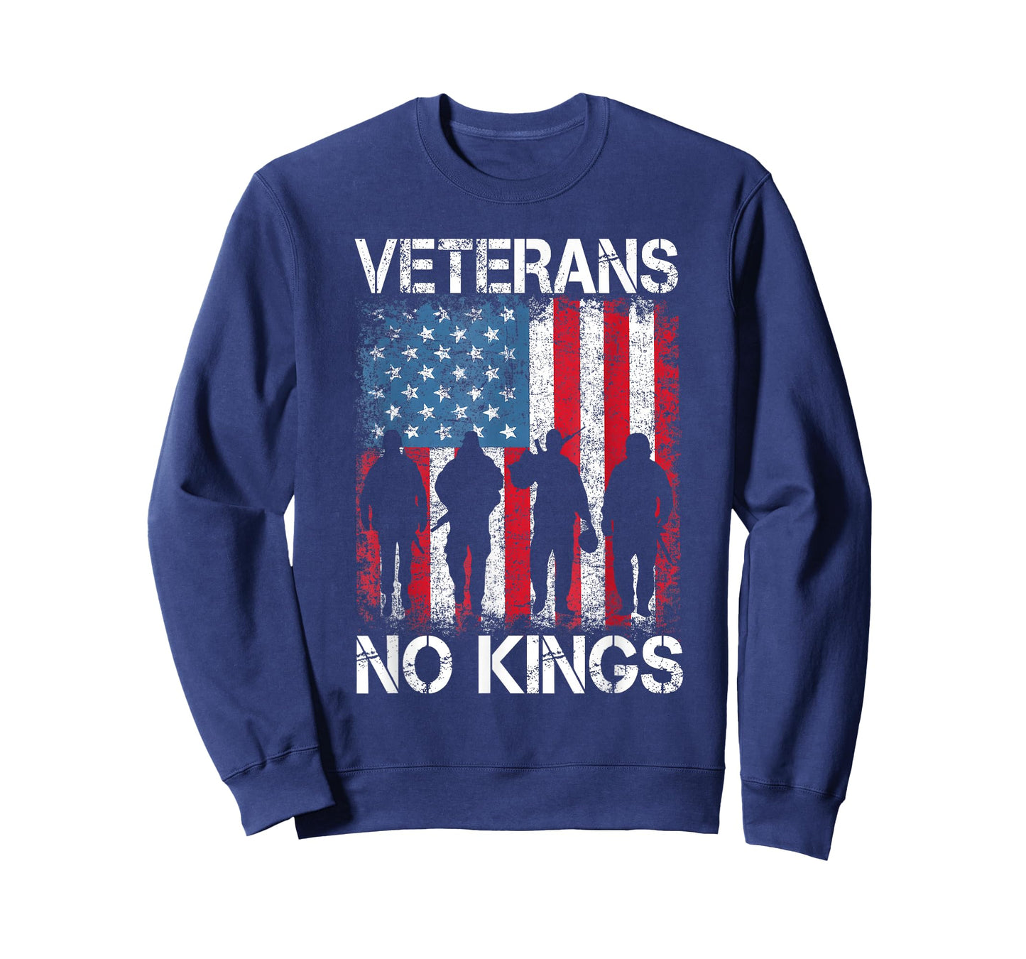 Veterans No Kings Vintage Military America Flag Veterans Day T-Shirt