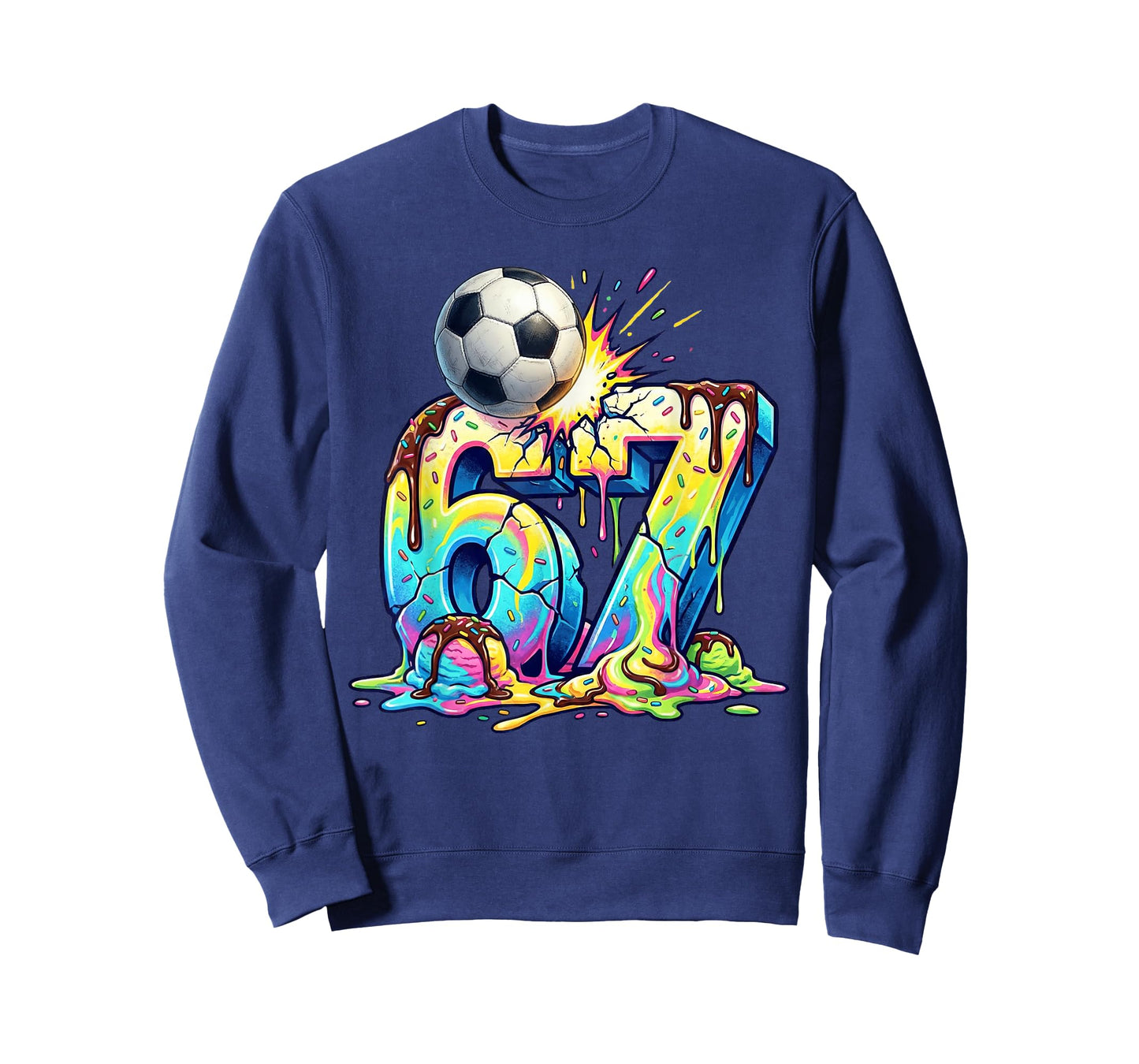 Ice Cream Drip Soccer 67 Six Seven Funny Gen Alpha 6-7 Meme T-Shirt
