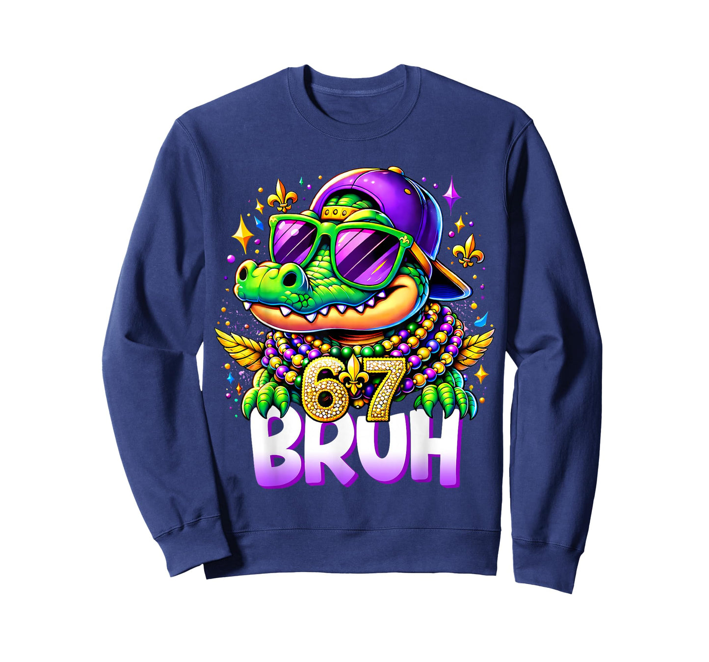 67 Mardi Gras Alligator Mardigator Six Seven Bruh Boys 6 7 T-Shirt