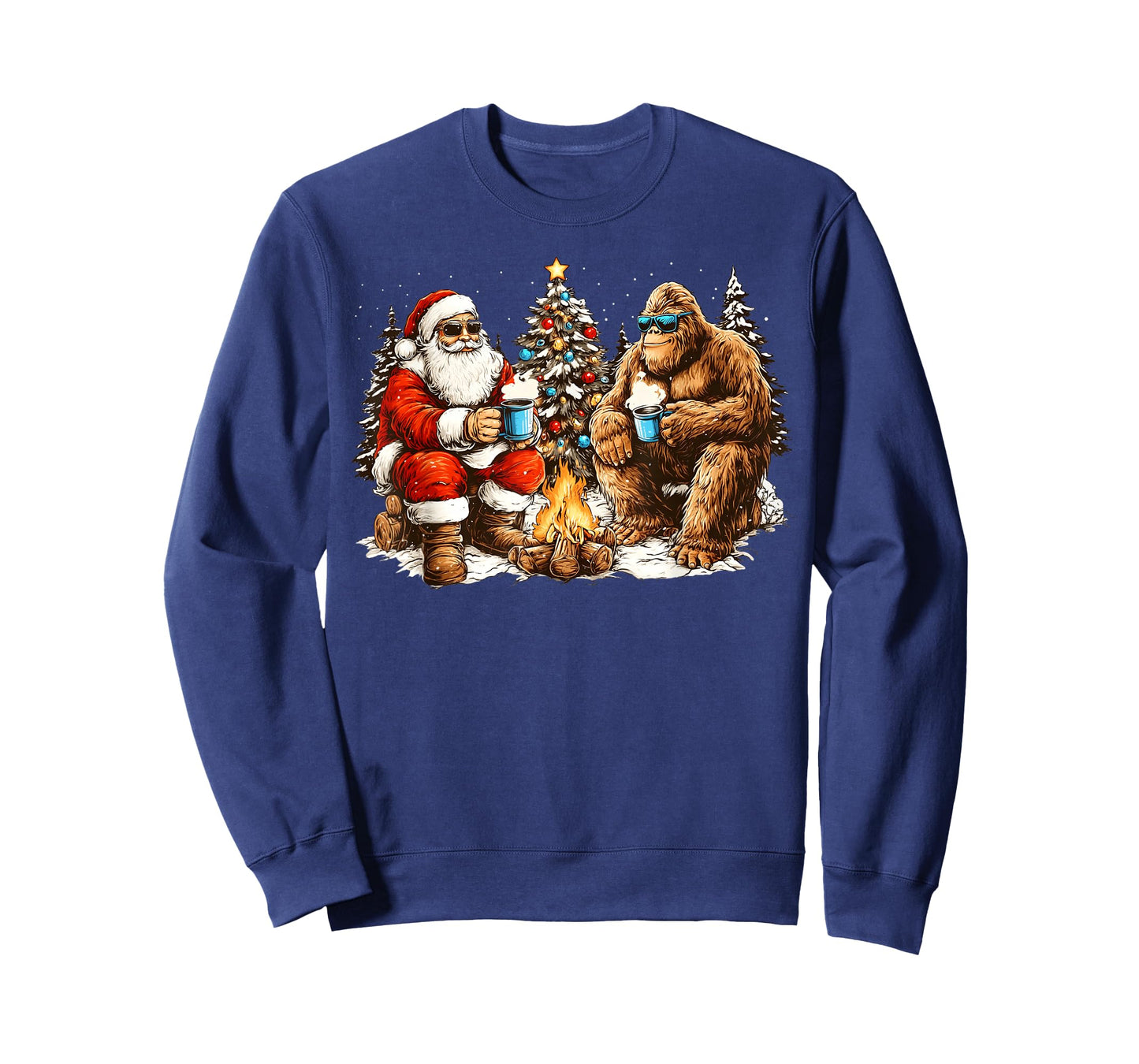 Merry Squatchmas Santa Bigfoot Campfire Mens Boys T-Shirt