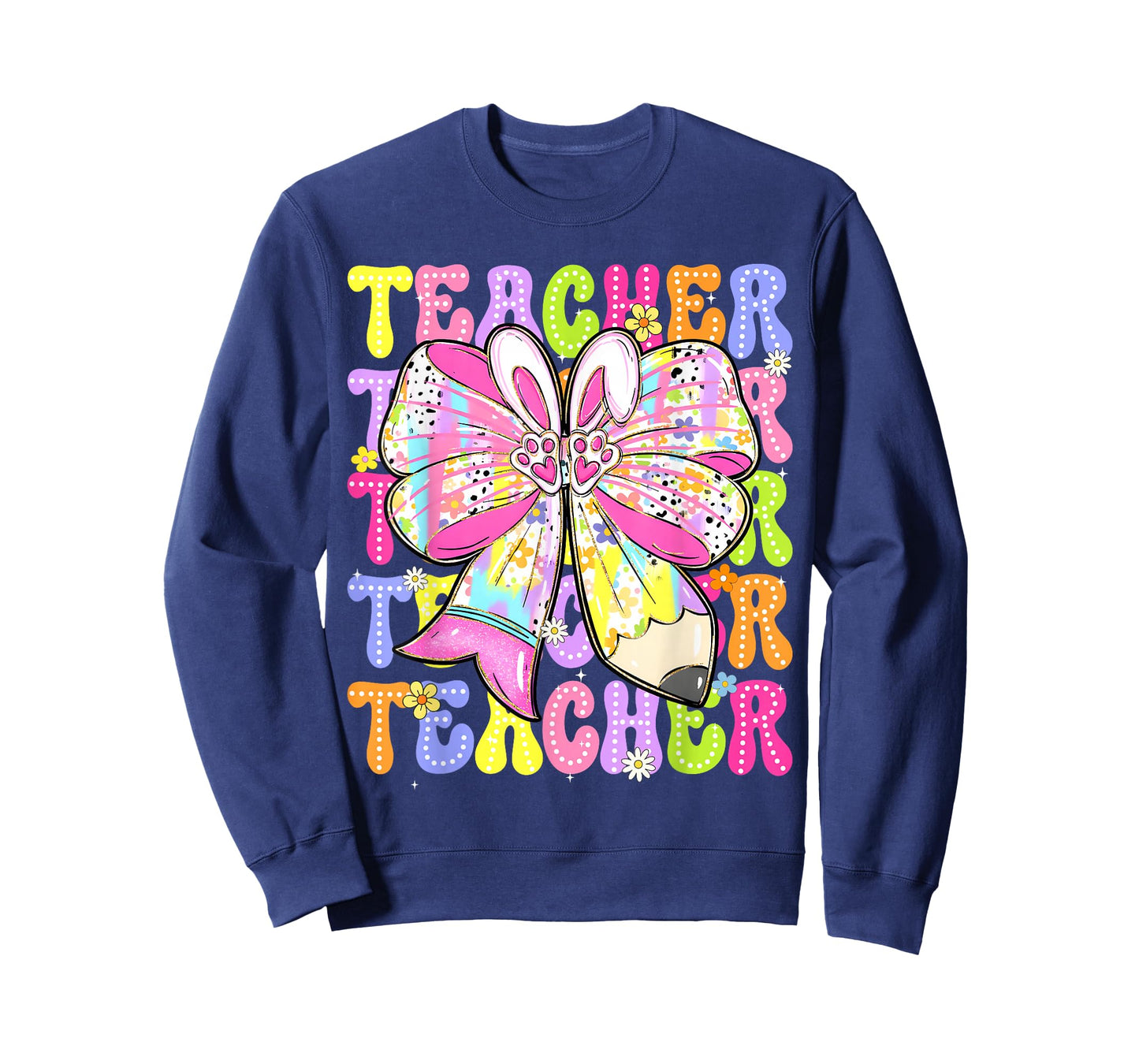 Cute Rabbit Coquette Pencil Easter Teacher Men Women Kid T-Shirt