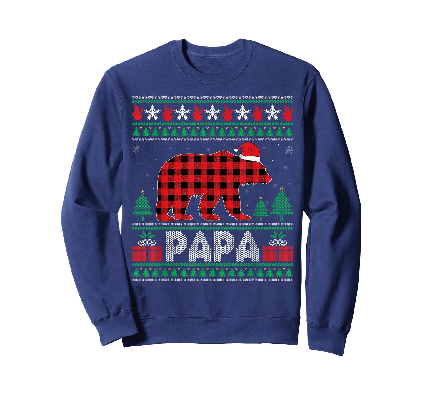 Ugly Christmas Bear Red Plaid Papa Matching Buffalo Pajama T-Shirt