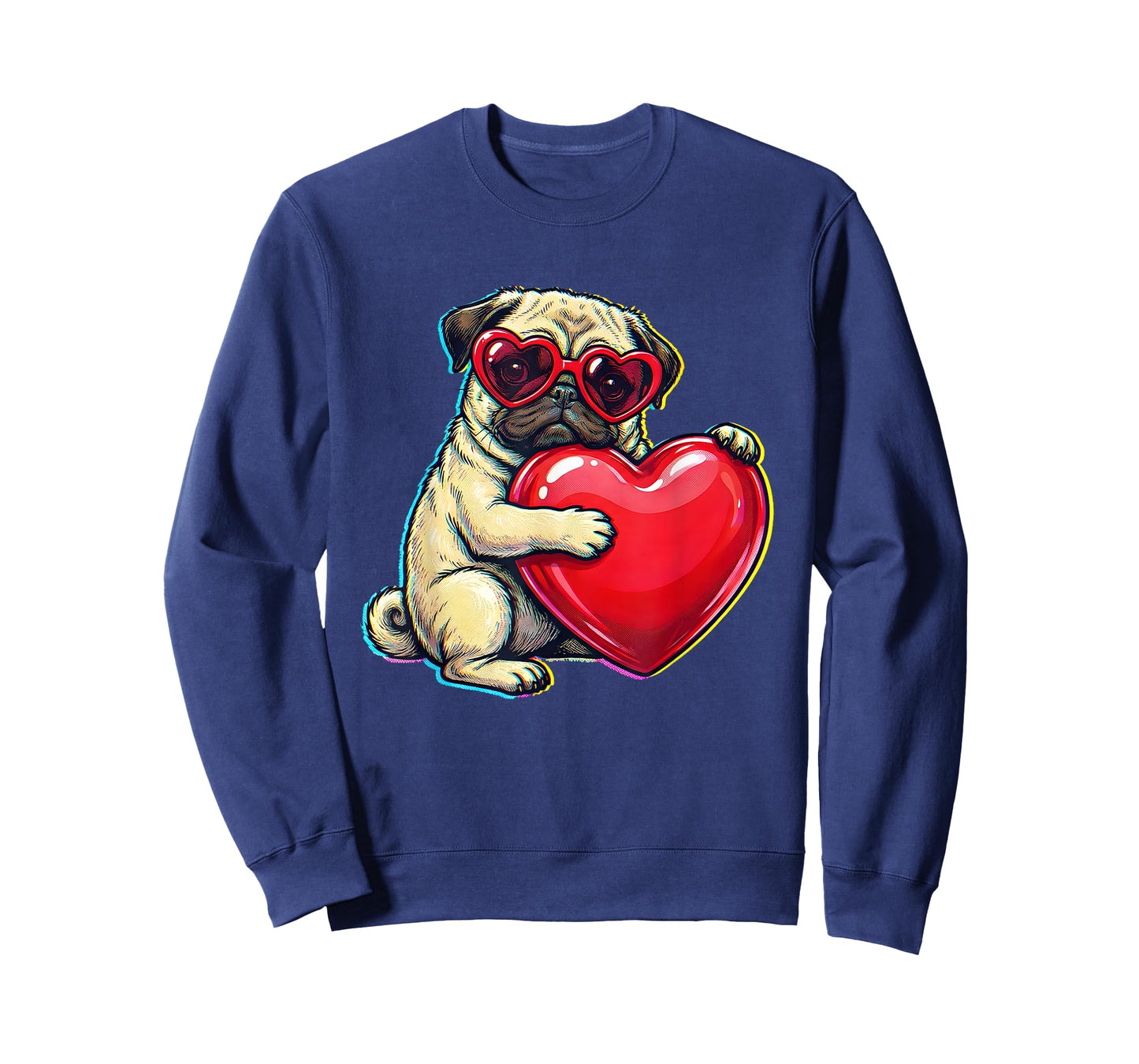 Vintage Pug Funny Youth Life Dad Mom Retro Dog Heart Meme T-Shirt