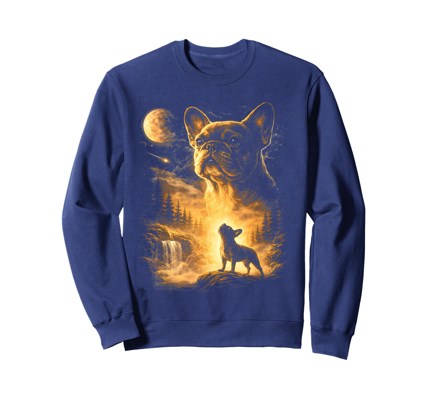French Bulldog Howling to The Moon Meme 90s Animal Graphic T-Shirt