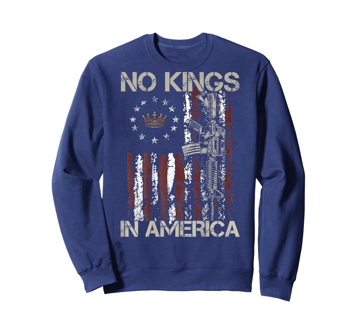 No Kings in America Vintage us Flag No Kings (ON Back) T-Shirt