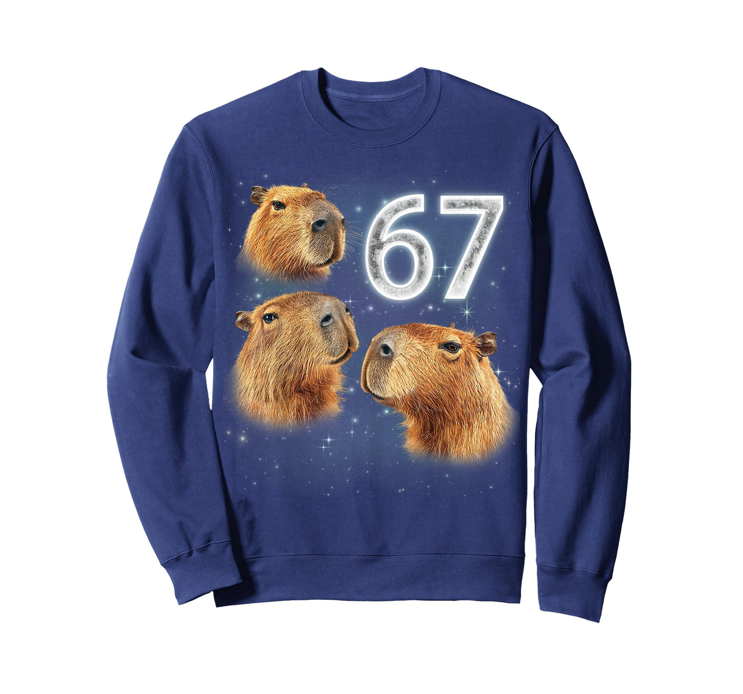 Funny Boys Girls 67 Meme Capybara Howling at The Moon 6 7 T-Shirt