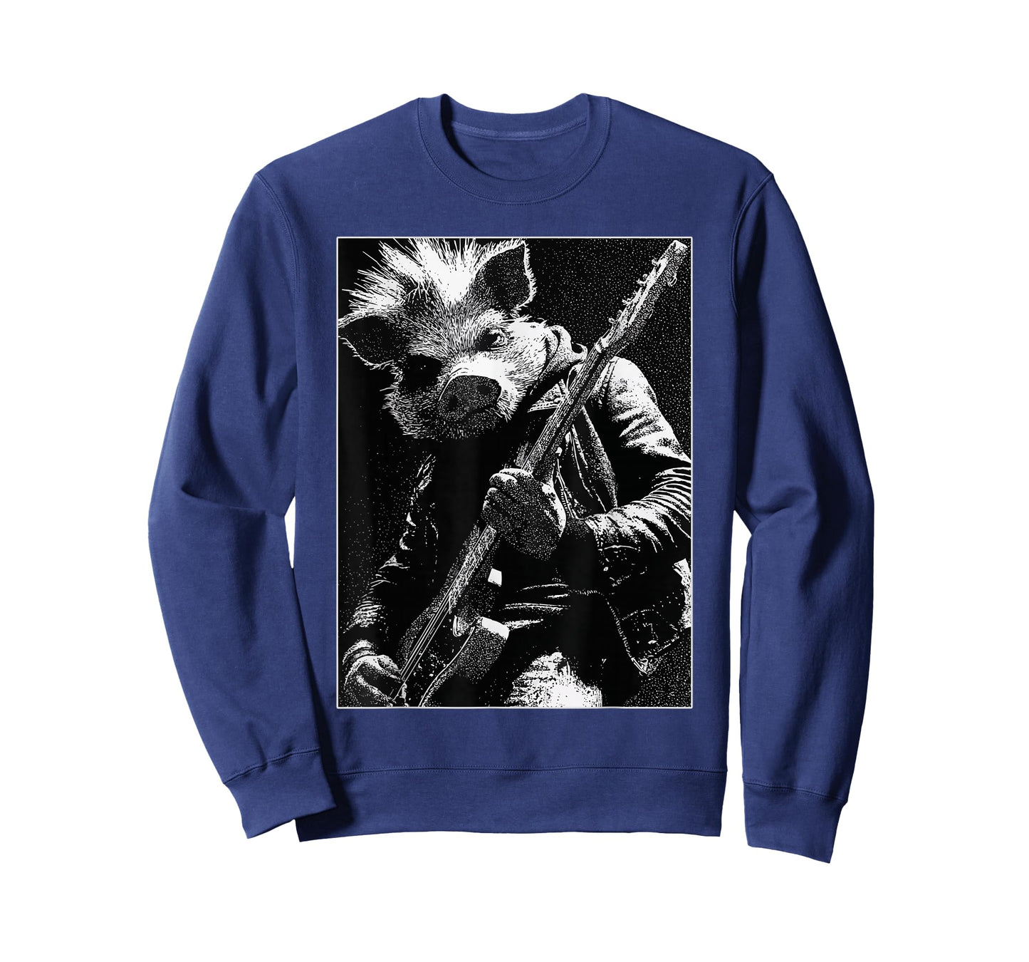 Pig with Guitar Rocker Urban Animal Punk Grunge Aesthetic T-Shirt