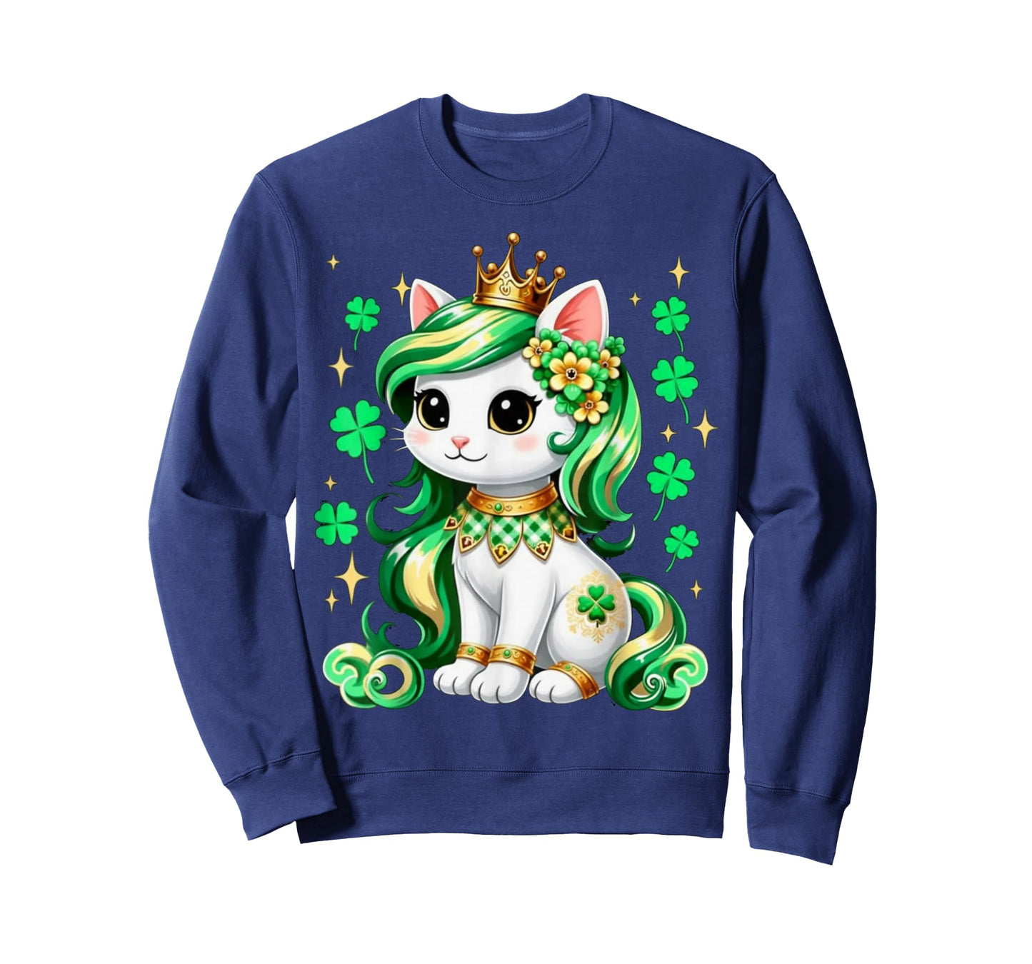 Cute Cat Shamrock St Patricks Day Girls Kids Women's T-Shirt