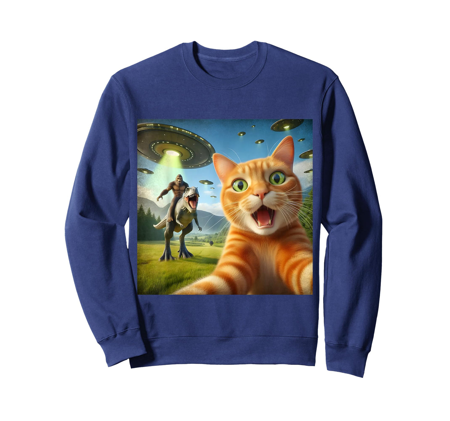 67 Cat Selfie UFO Bigfoot Funny Chaos Meme T-Shirt