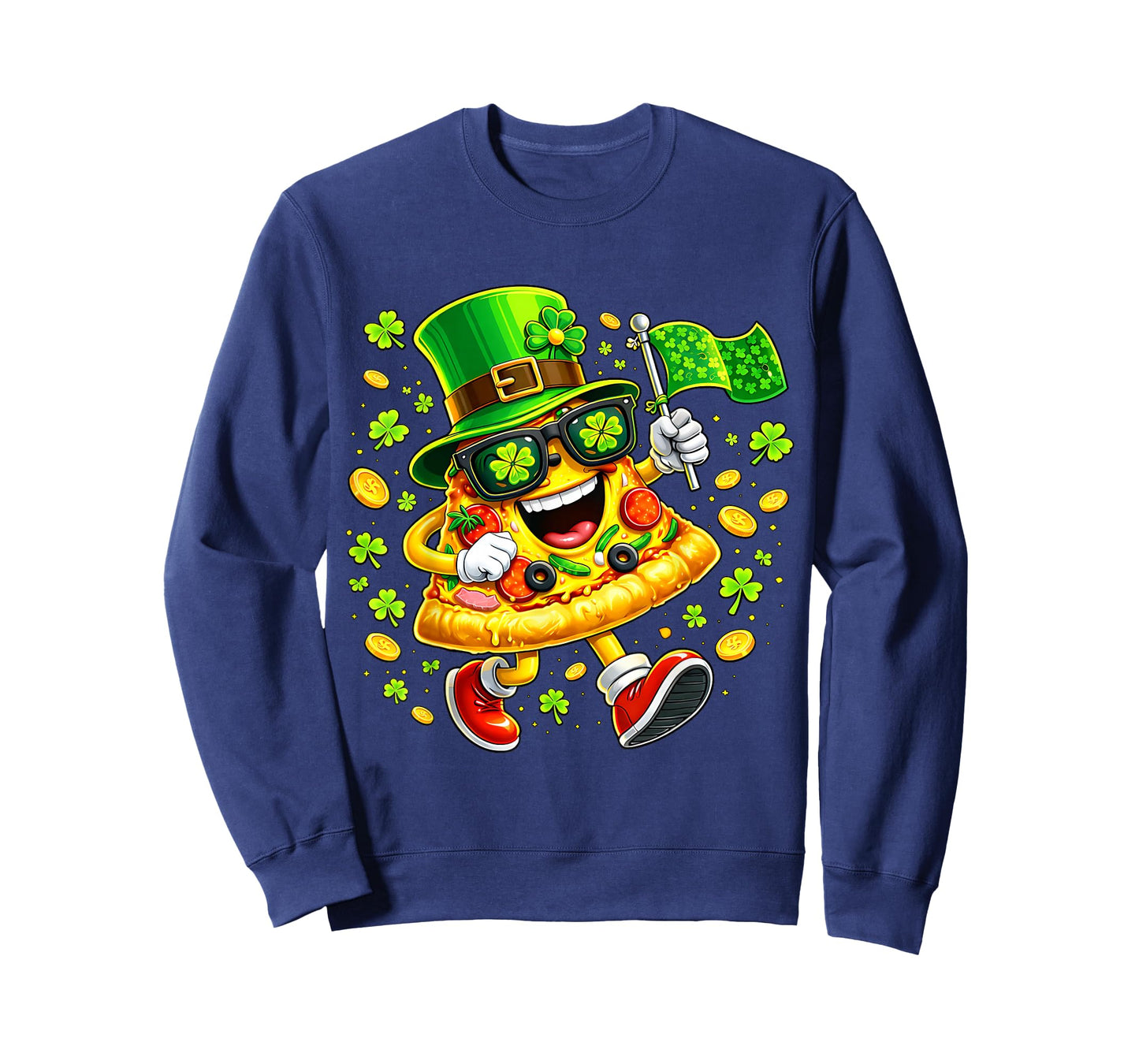 St Patrick’s Day Lucky Pizza Shamrock Leprechaun Hat Irish T-Shirt