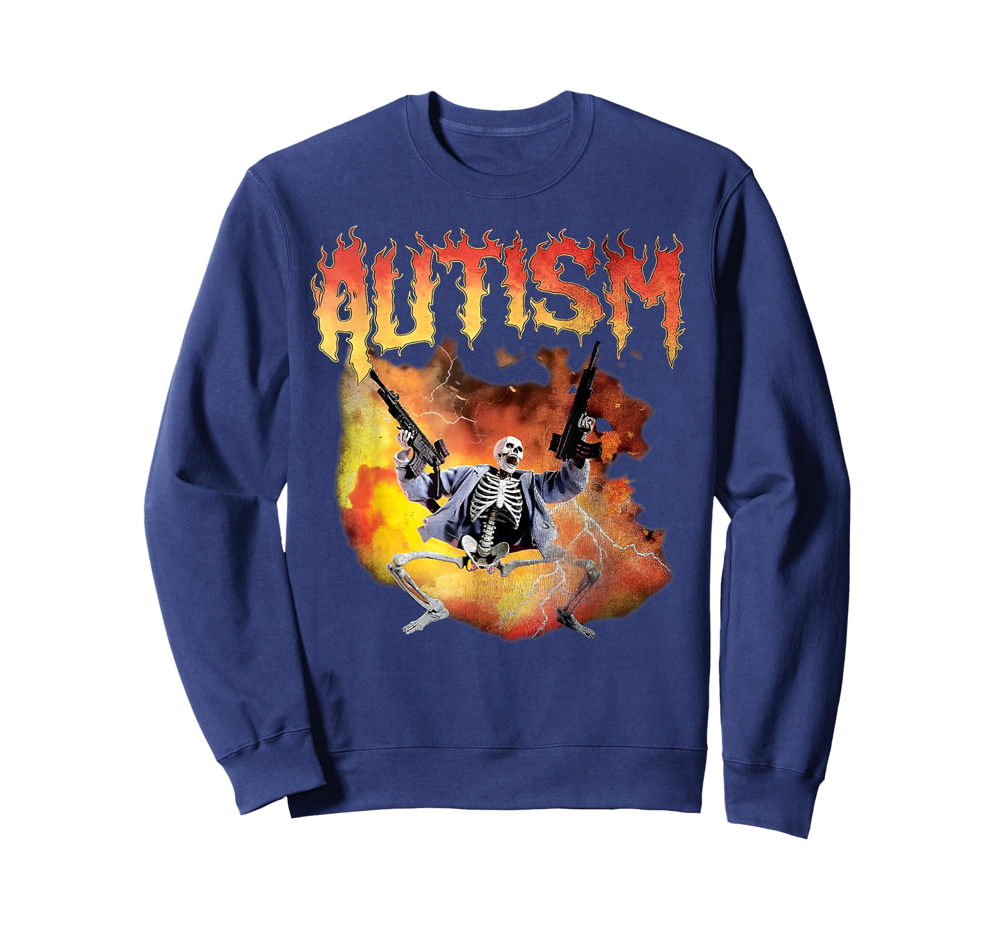 Autistic Funny Meme Skeleton Fire Autism Awareness Vintage T-Shirt