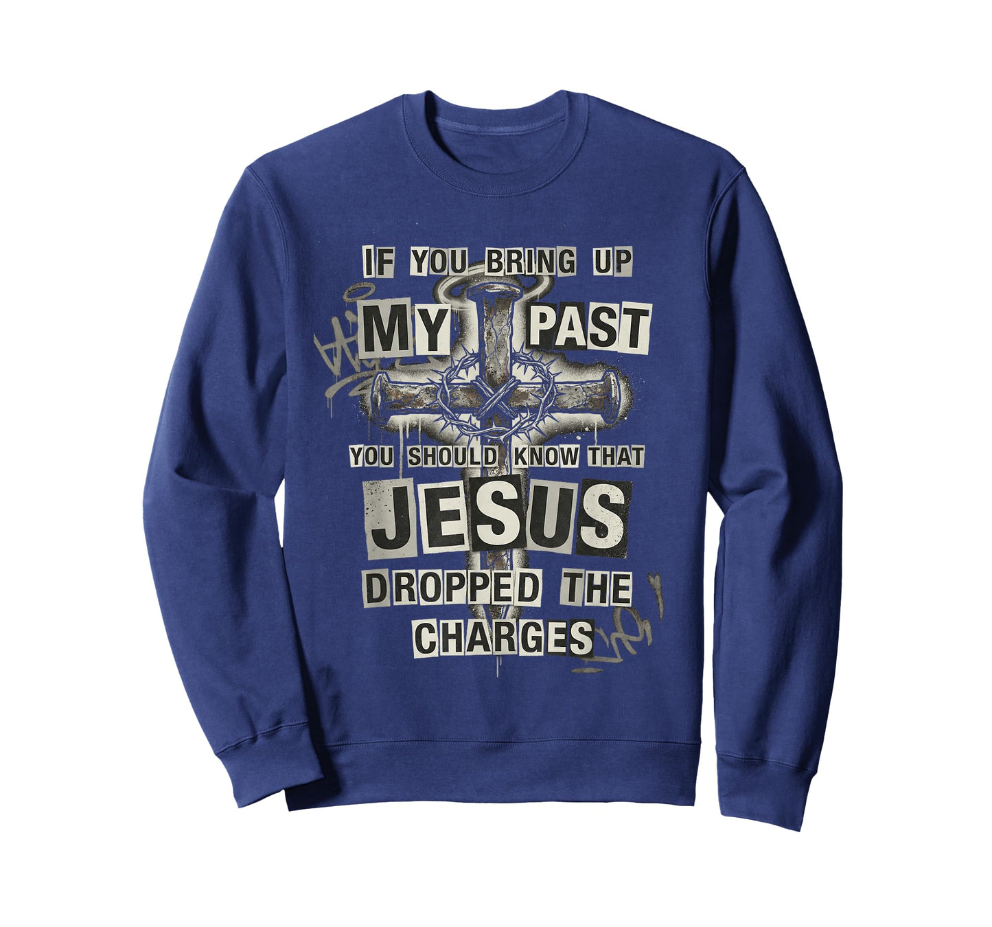 Jesus Dropped The Charges Christian Urban Grunge Cross Faith T-Shirt