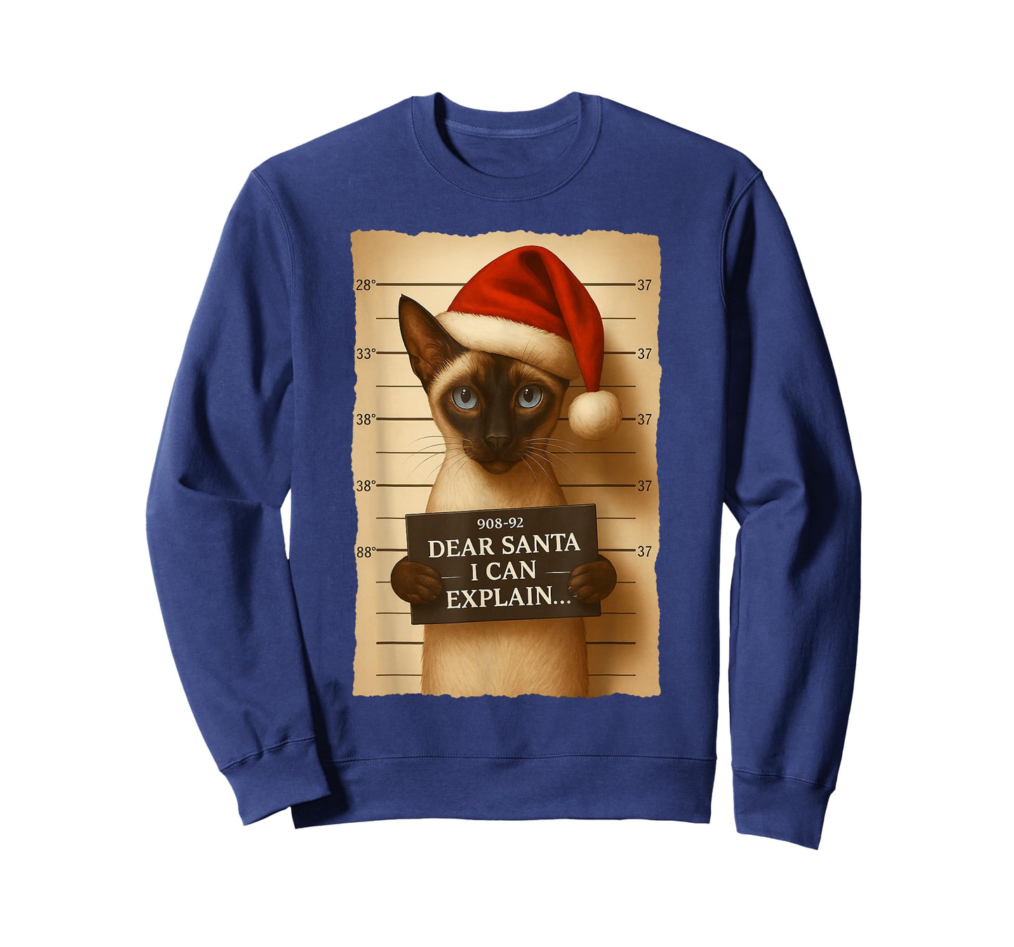 Funny Christmas Cat- Cute Siamese Santa Hat Tee T-Shirt