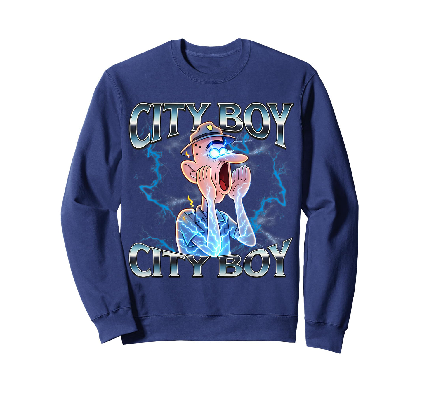City Boy Brainrot Meme Reaction Loud Funny Cartoon T-Shirt