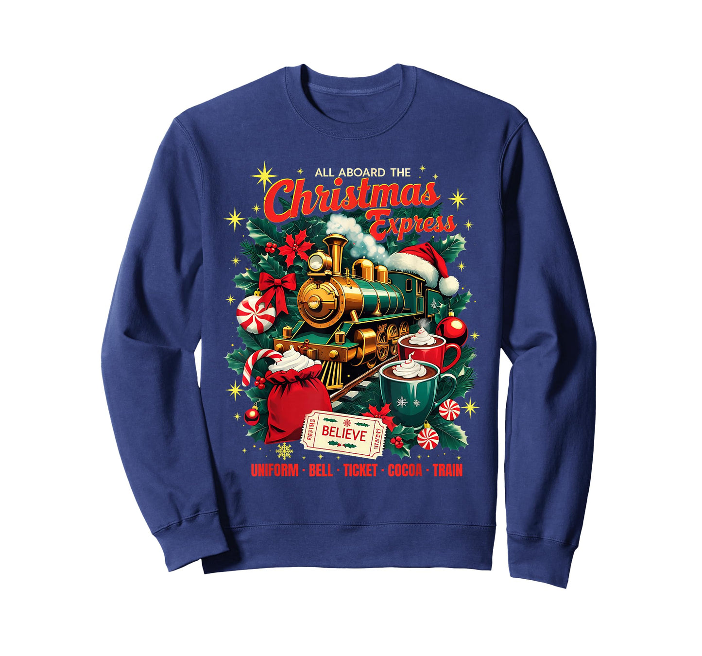 All Aboard The Christmas Express Train Santa Holiday T-Shirt