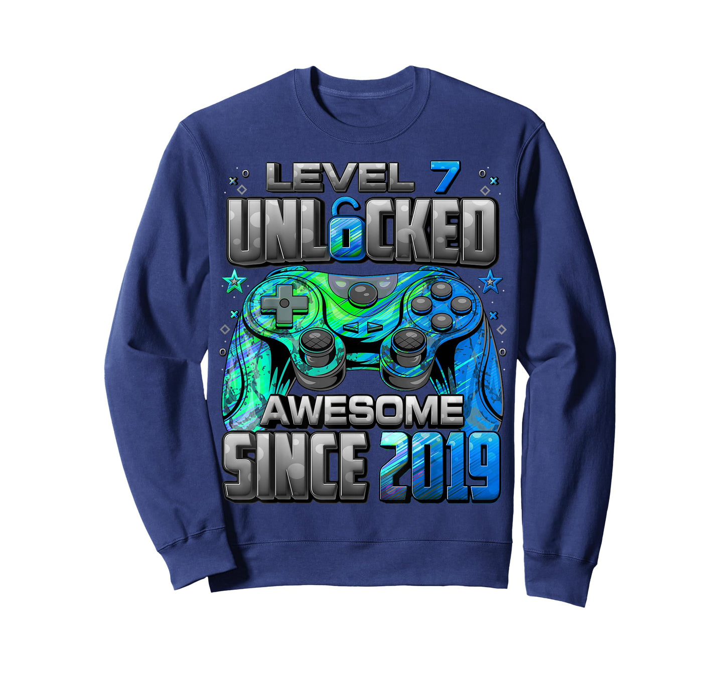 Level 7 Unlocked Awesome Since 2019 7th Birthday Gaming T-Shirt