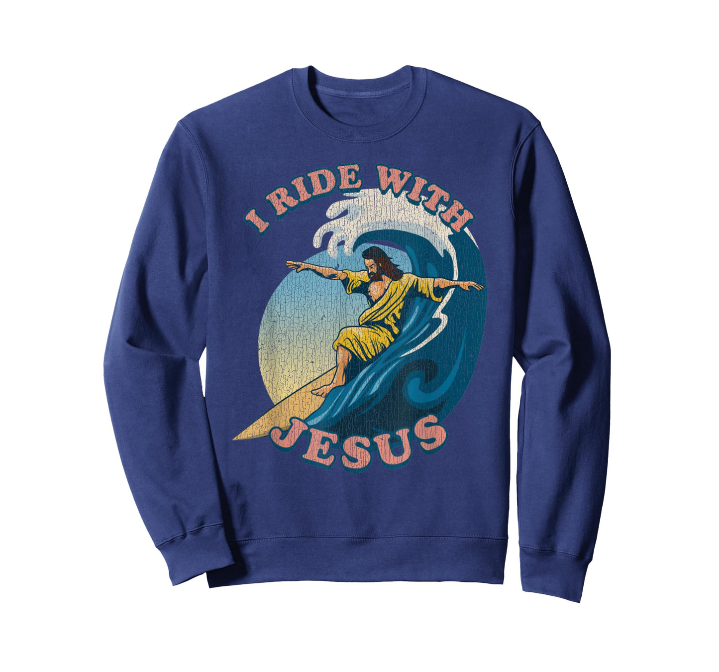 Vintage I Ride with Jesus Surfing Jesus T-Shirt