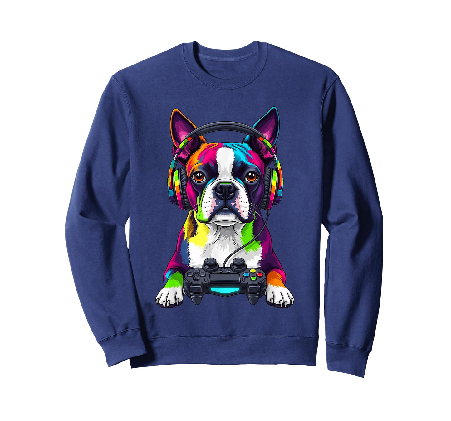 Colorful Boston Terrier Video Game Gamer Dog Zoo Design T-Shirt