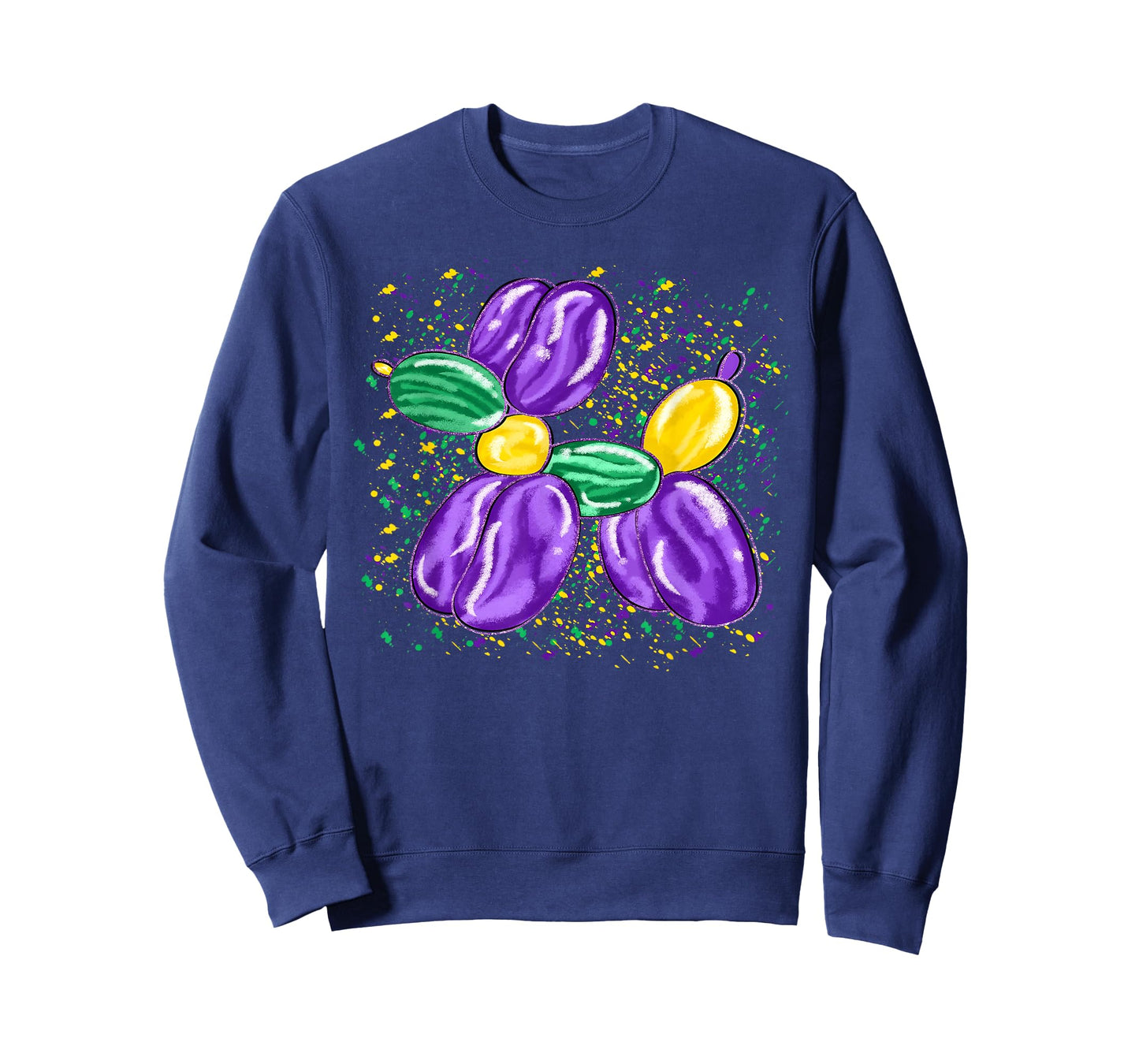 Mardi Gras Balloon Dog Costume Beads Men Women Kids T-Shirt