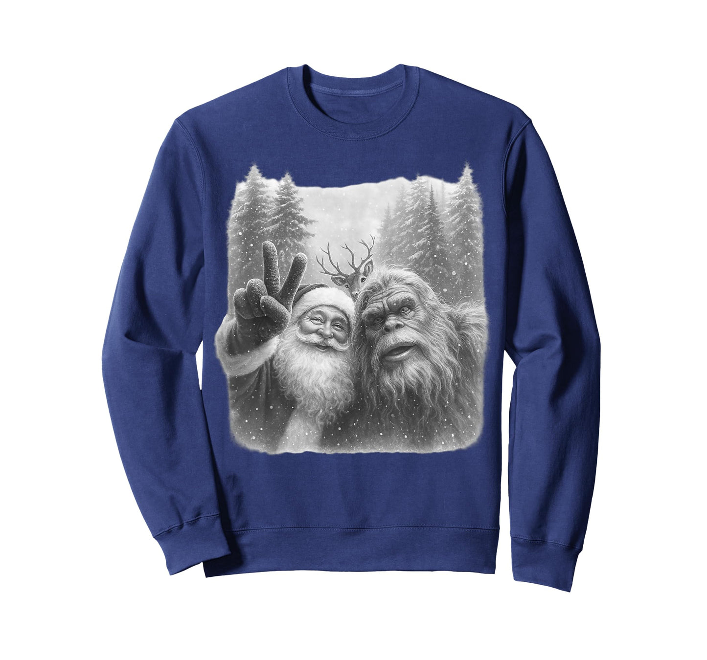 Funny Vintage Bigfoot Santa Claus Selfie Christmas Holiday T-Shirt