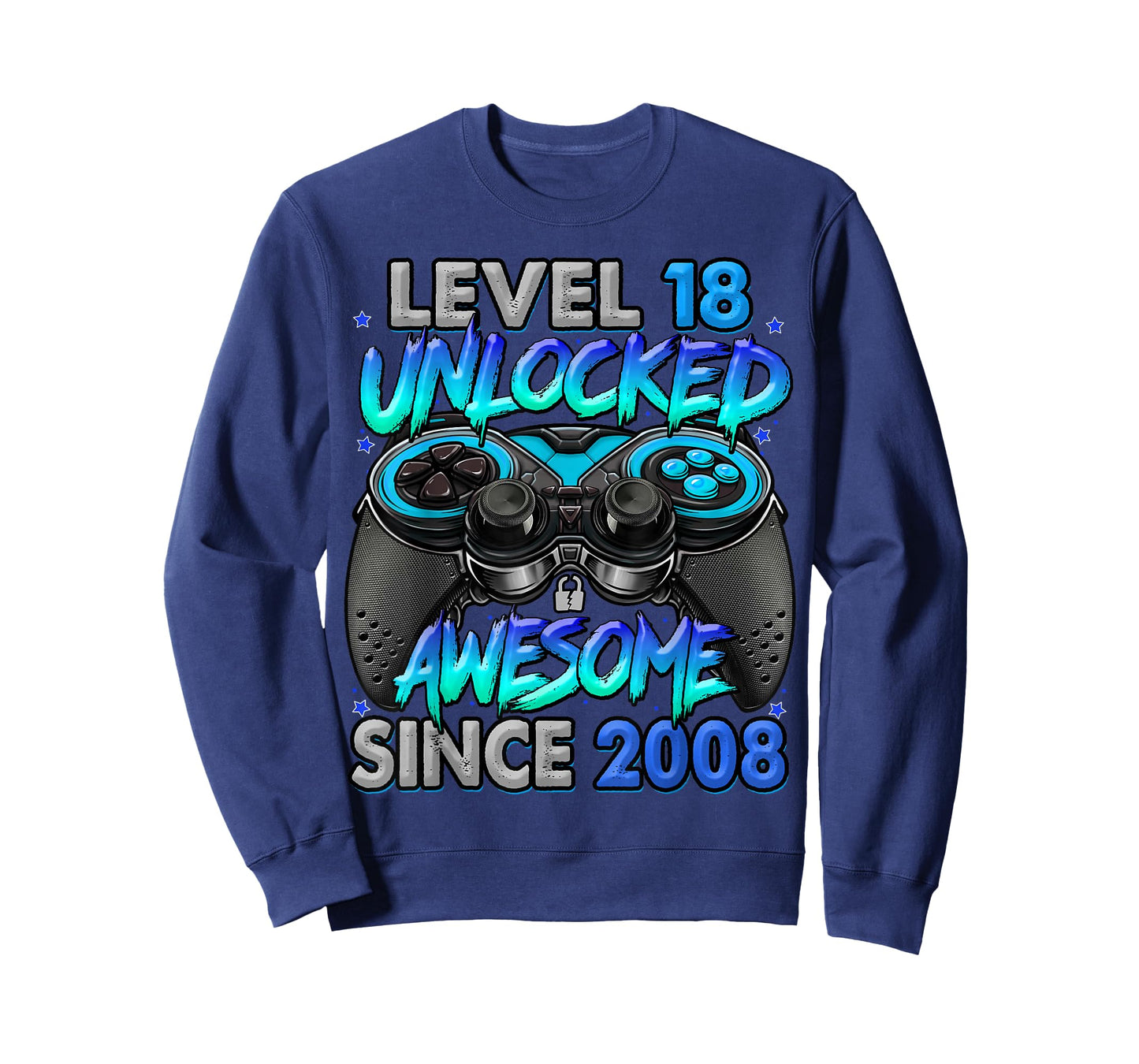 Level 18 Unlocked Awesome Since 2008 18th Birthday Gaming T-Shirt