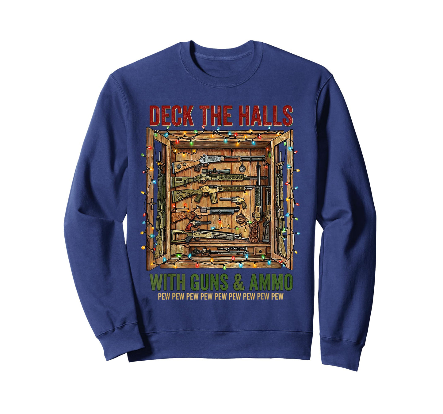 Deck The Halls with Guns and Ammo Christmas Humor T-Shirt