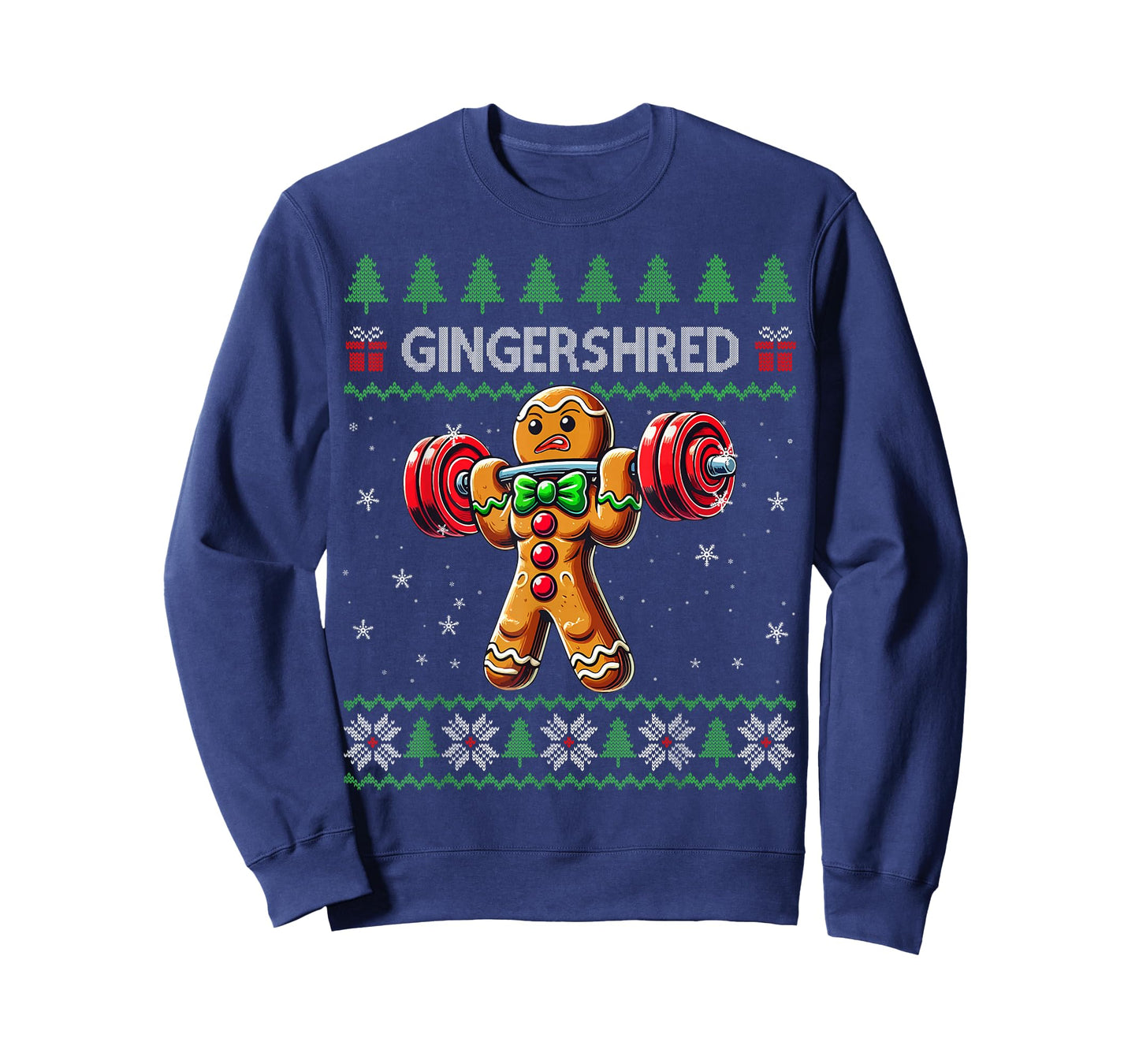 Gingershred Gym Christmas Ugly Sweater Gingerbread Workout T-Shirt
