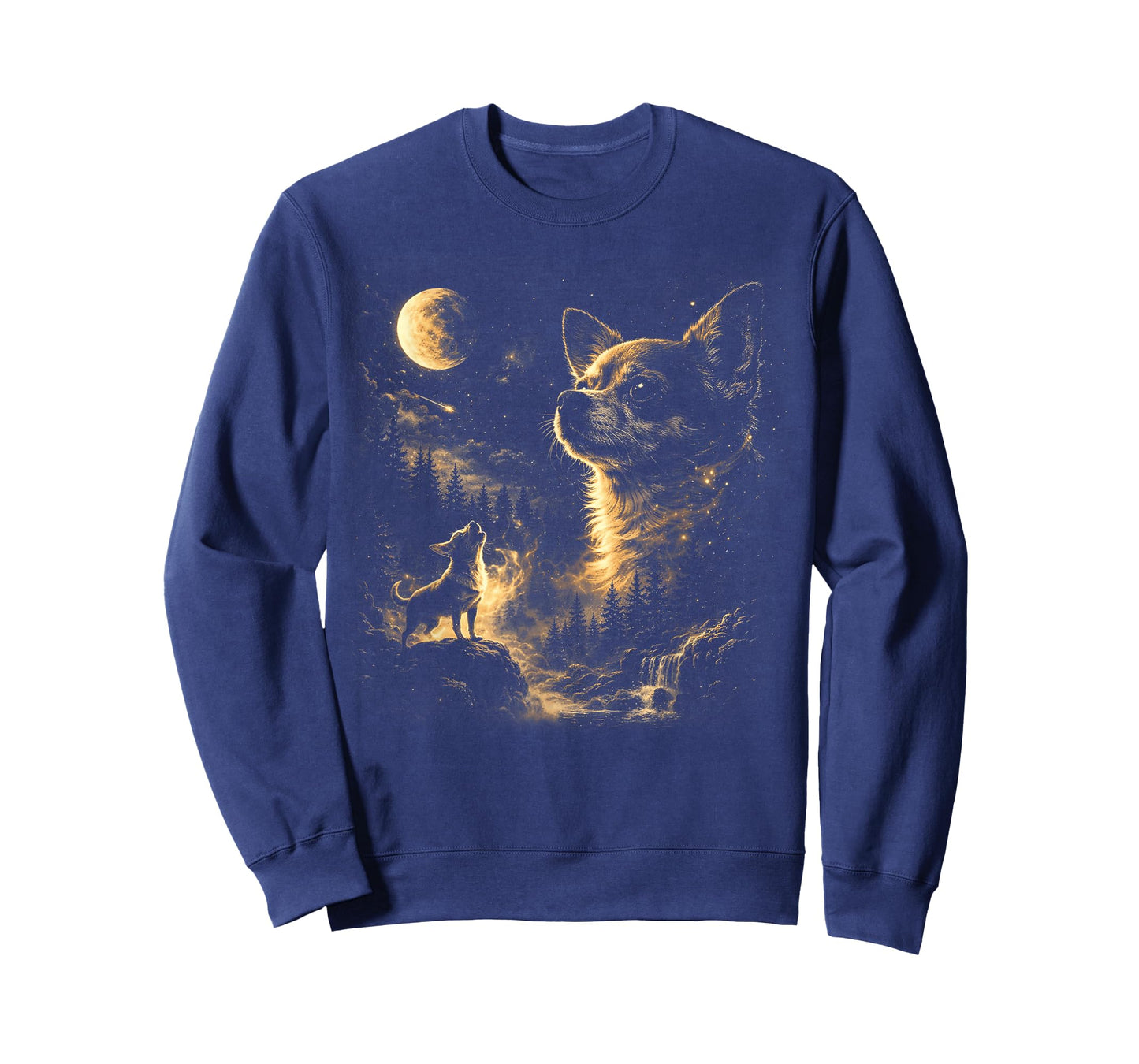 Chihuahua Howling to The Moon Vintage 90s Retro Animal T-Shirt