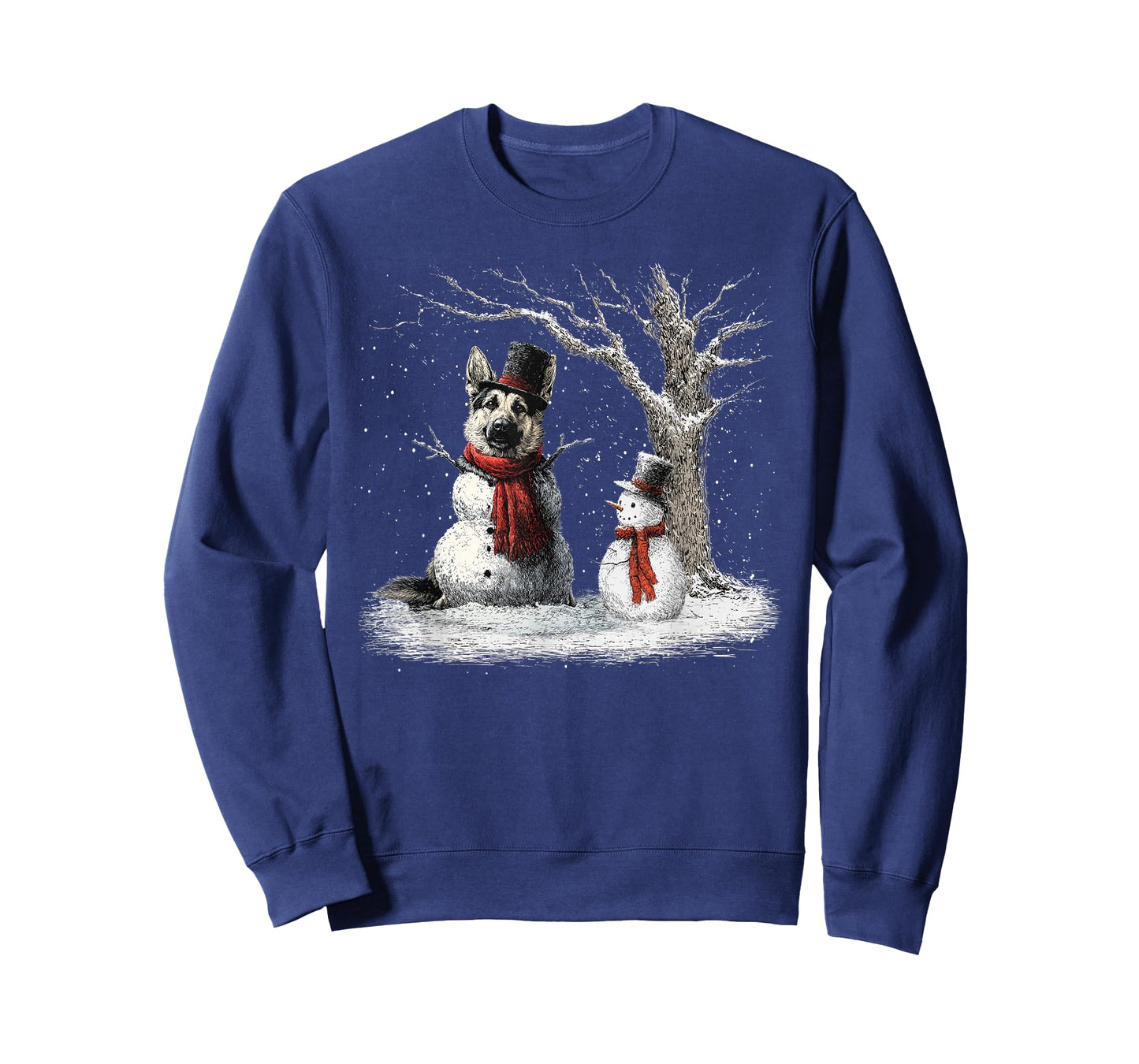 Funny German Shepherd Dog in The Snow Tree Christmas Winter T-Shirt