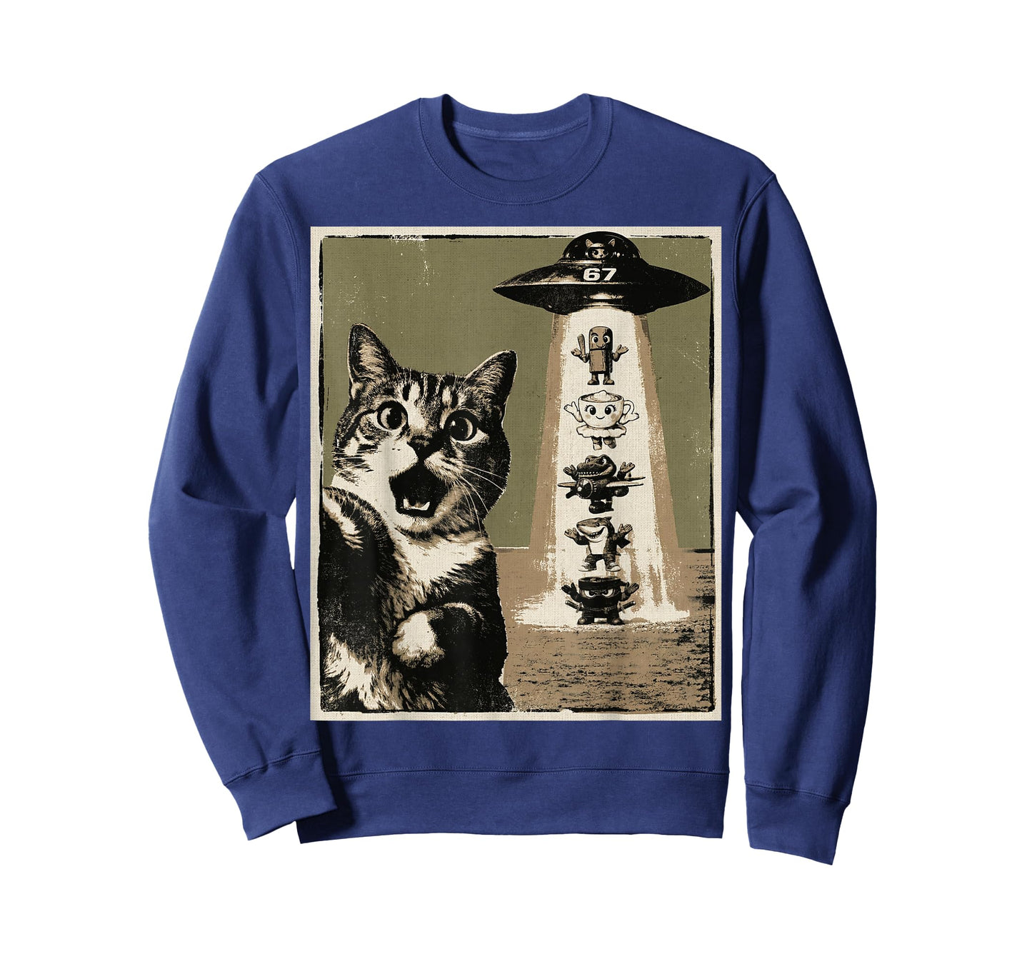 67 Six Seven 6 7 Italian Brainrot Cat Meme Selfie Alien UFO T-Shirt