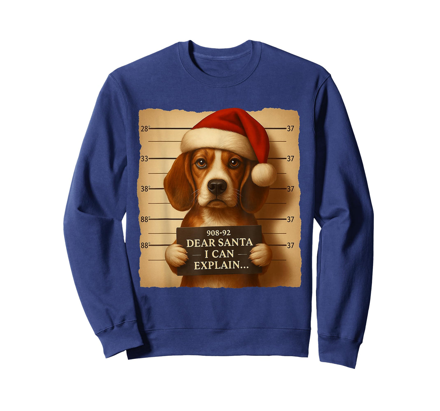 Funny Christmas Dog - Cute Beagle Santa Hat Tee T-Shirt