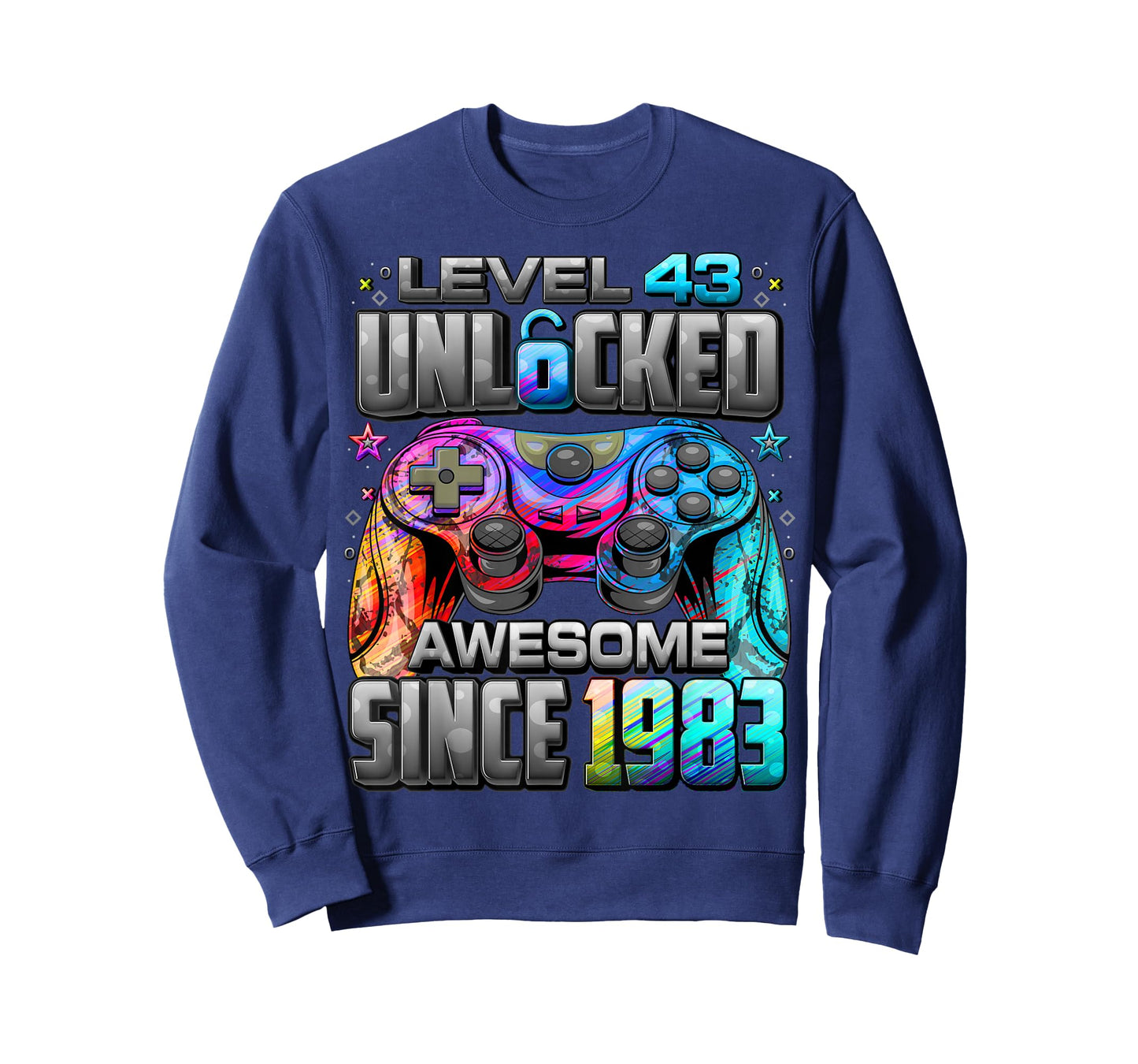 Level 43 Unlocked Awesome Since 1983 43rd Birthday Gaming T-Shirt
