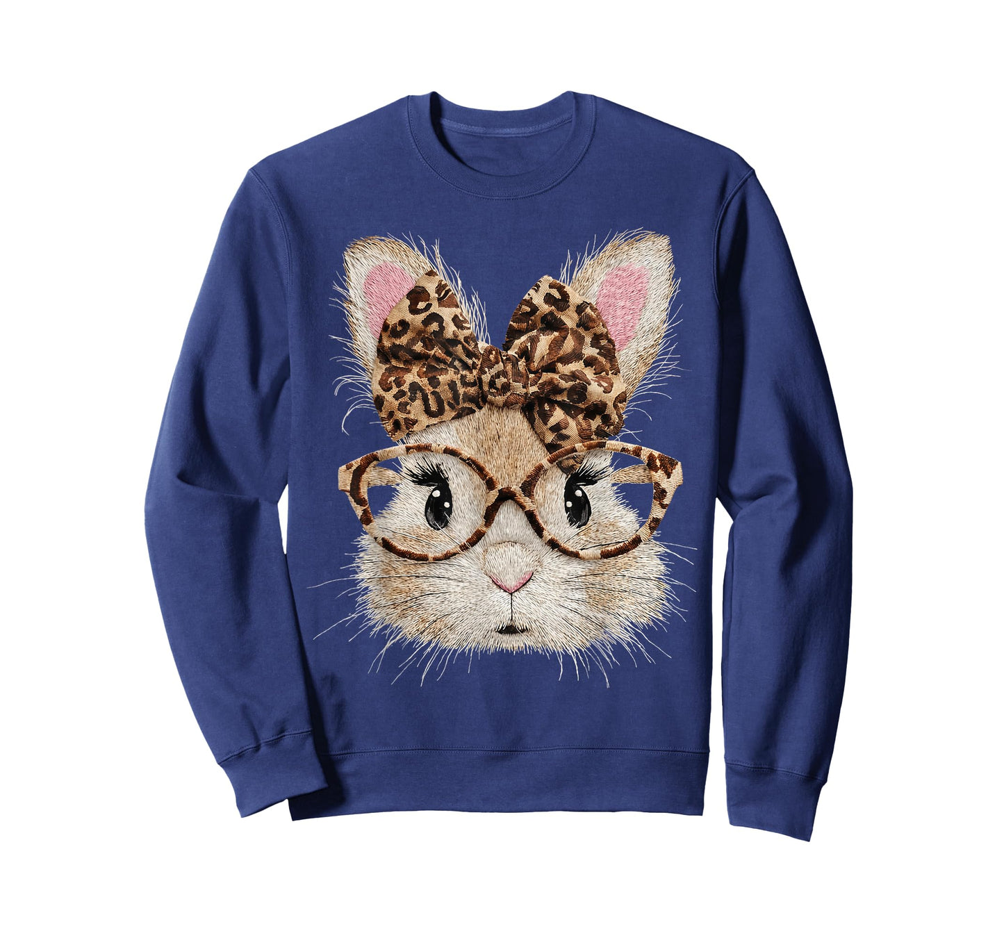 Cute Bunny Rabbit Face Leopard Coquette Bow Glasses Easter T-Shirt