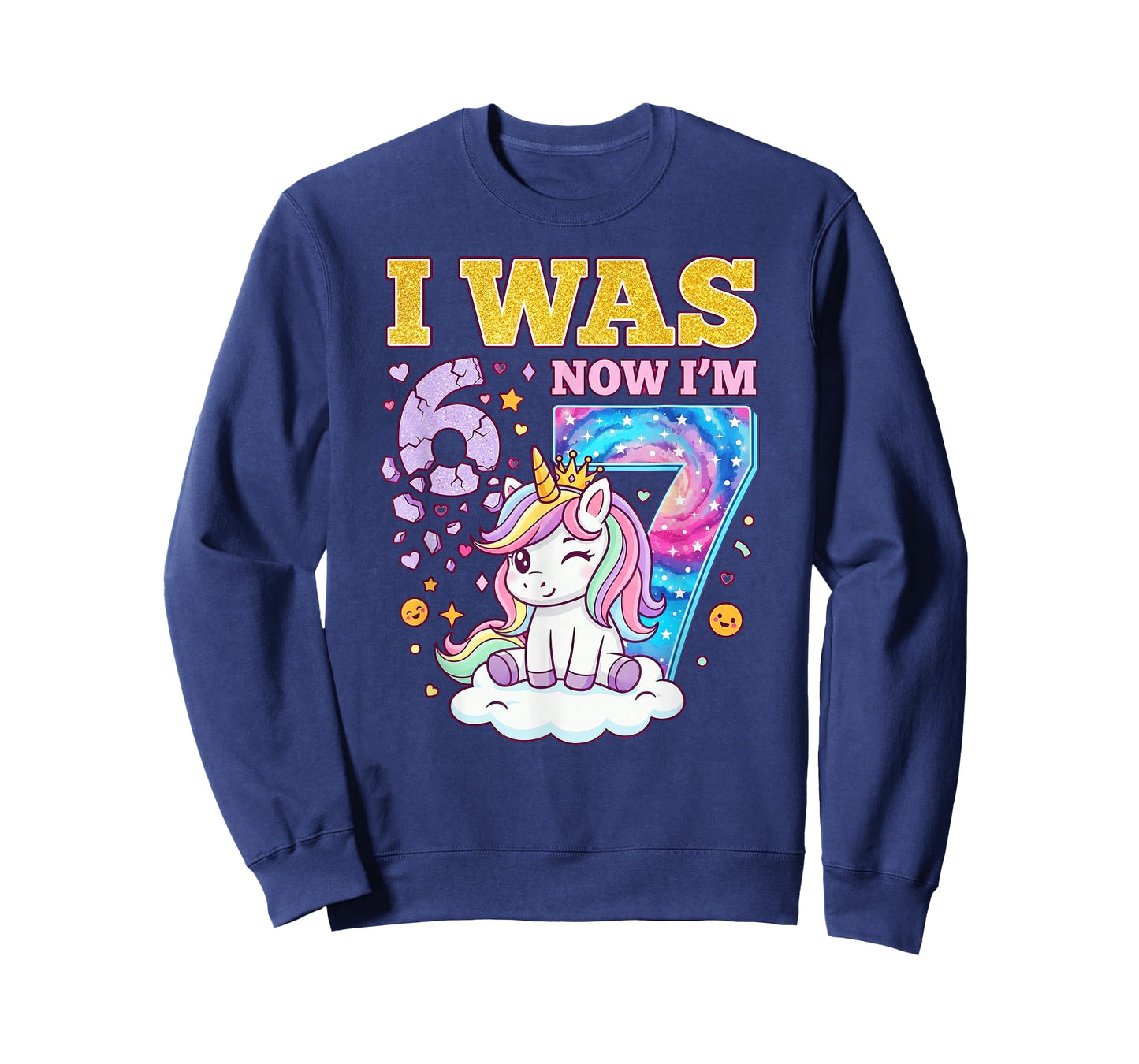 I was 6 Now I'm 7 Unicorn Girl 6 7 Birthday T-Shirt