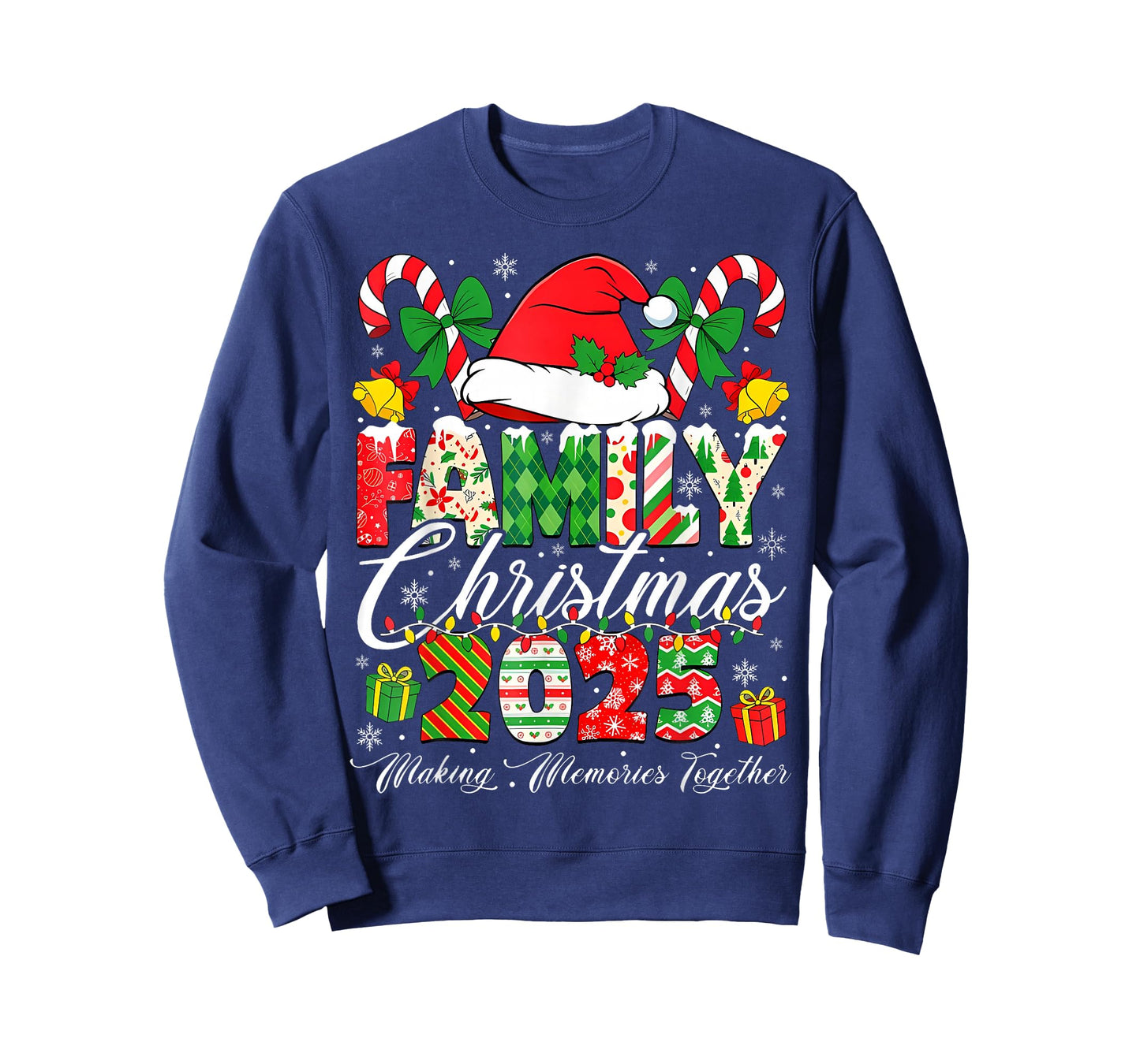 Merry Christmas Lights Red Santa Hat Xmas Family Men Women T-Shirt